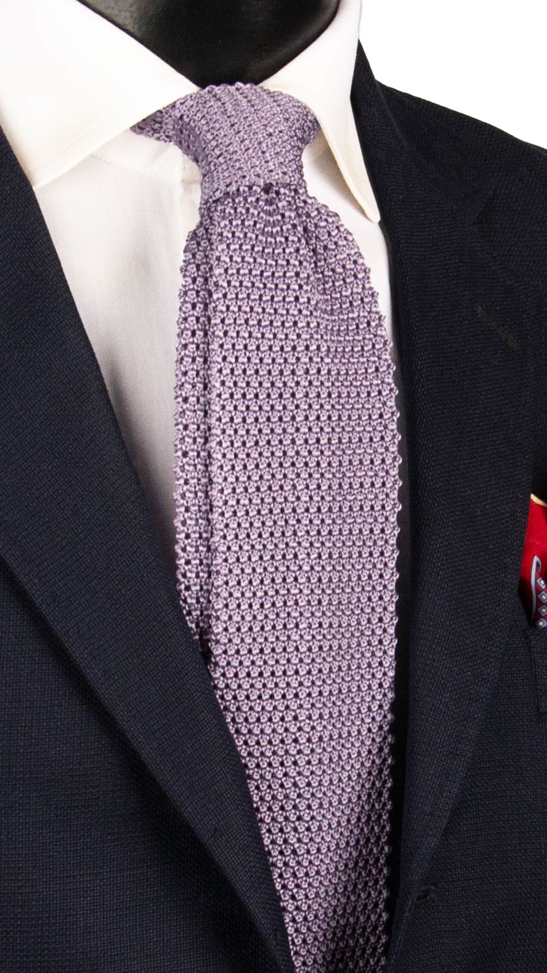 Cravatta Tricot in Maglia di Seta Glicine Tinta Unita TRI820 Graffeo Cravatte Made in Italy