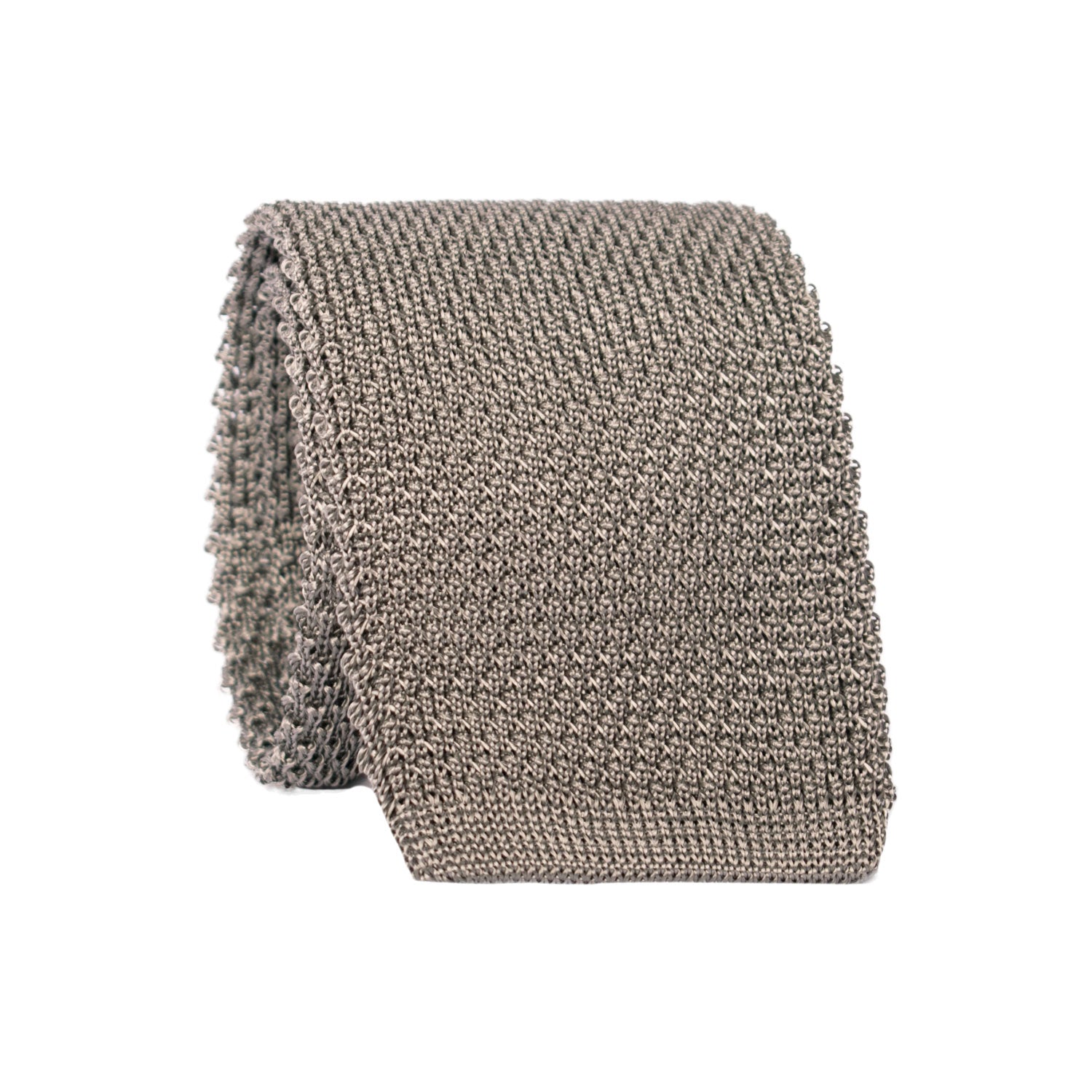 Cravatta Tricot in Maglia di Seta Grigia Tinta Unita TRI667 Graffeo Cravatte Made in Italy Rotolo