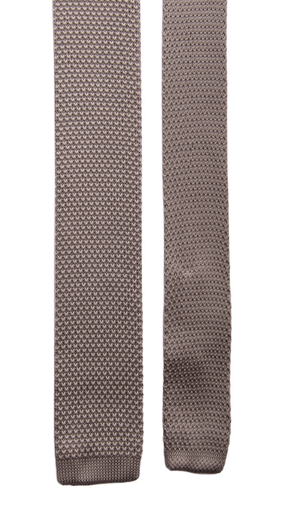 Cravatta Tricot in Maglia di Seta Grigio Argento Made in Italy Graffeo Cravatte Pala