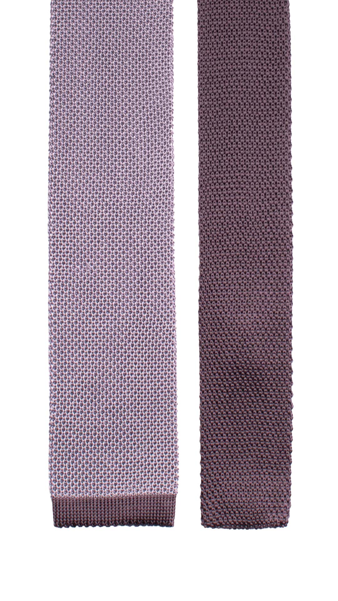 Cravatta Tricot in Maglia di Seta Lilla Pala Piccola in Contrasto Color Melanzana Tinta Unita TRI924 Graffeo Cravatte Made in Italy Pala