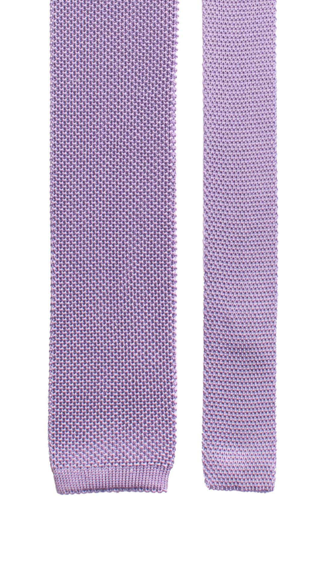 Cravatta Tricot in Maglia di Seta Lilla Tinta Unita TRI855 Graffeo Cravatte Made in Italy Pala