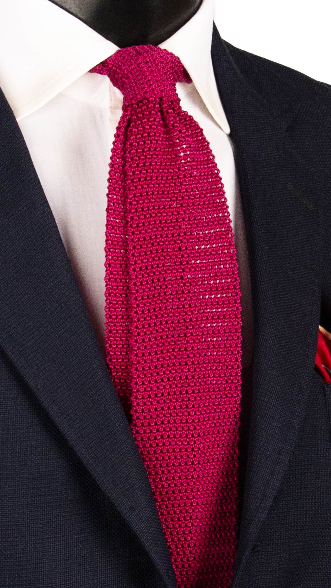Cravatta Tricot in Maglia di Seta Magenta Tinta Unita TRI653 Graffeo Cravatte Made in Italy