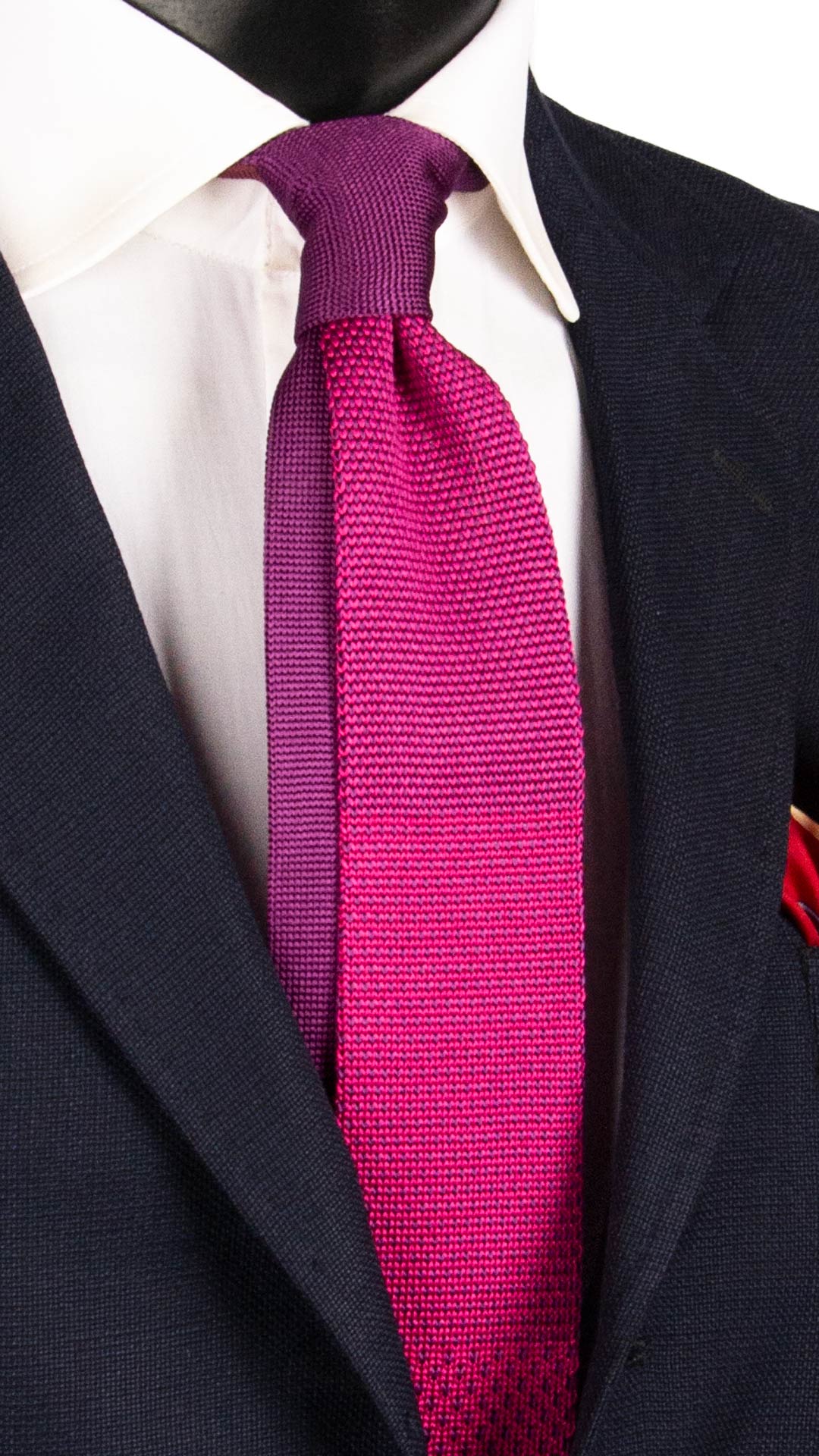 Cravatta Tricot in Maglia di Seta Magenta Viola Fantasia TRI654 Graffeo Cravatte Made in Italy