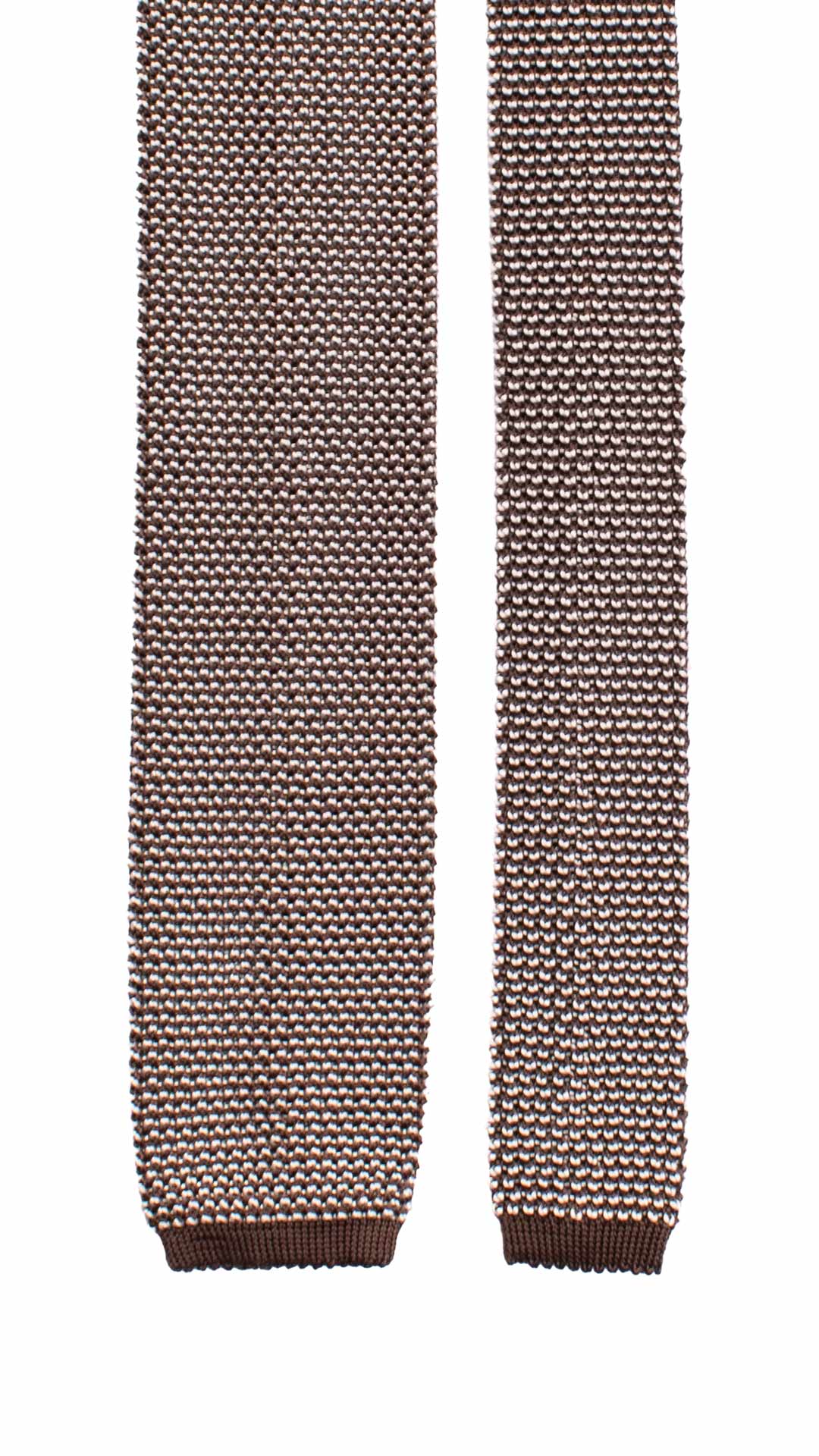 Cravatta Tricot in Maglia di Seta Marrone Bianca Fantasia TRI884 Graffeo Cravatte Made in Italy Pala