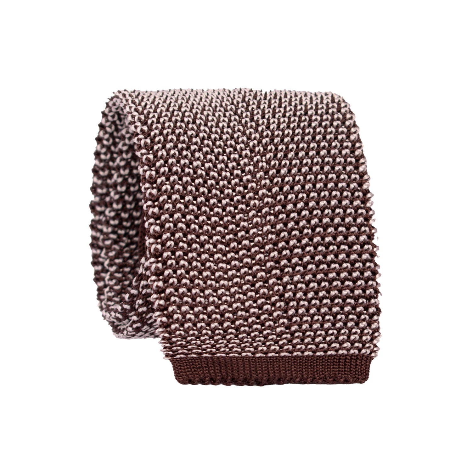 Cravatta Tricot in Maglia di Seta Marrone Bianca Fantasia TRI884 Graffeo Cravatte Made in Italy Rotolo