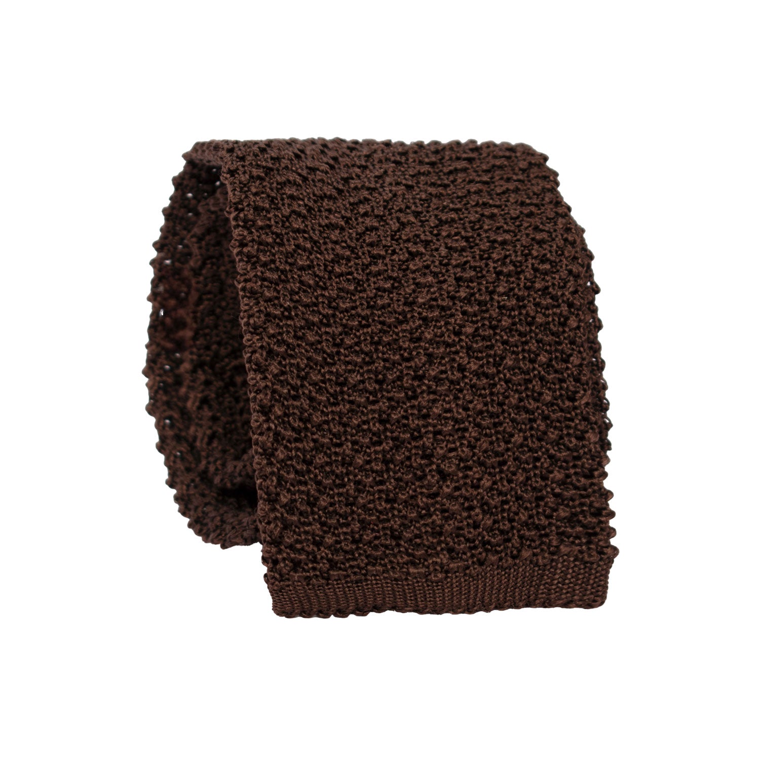 Cravatta Tricot in Maglia di Seta Marrone Bruciato Tinta Unita TRI736 Graffeo Cravatte Made in Italy Rotolo