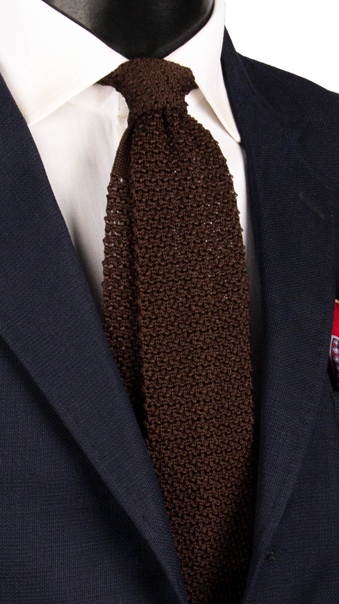 Cravatta Tricot in Maglia di Seta Marrone Bruciato Tinta Unita TRI736 Graffeo Cravatte Made in Italy
