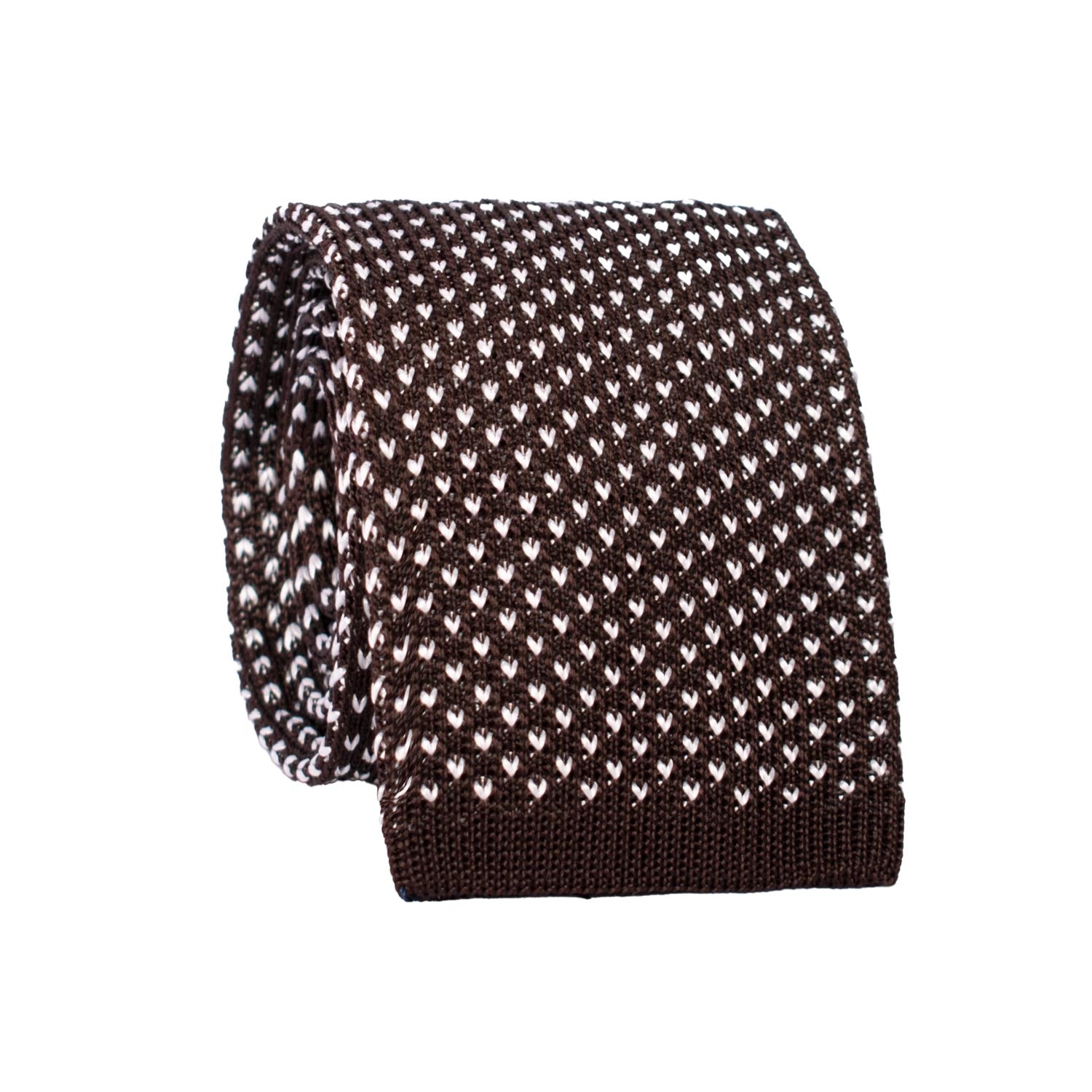 Cravatta Tricot in Maglia di Seta Marrone Fantasia Bianca TRI909 Graffeo Cravatte Made in Italy Rotolo