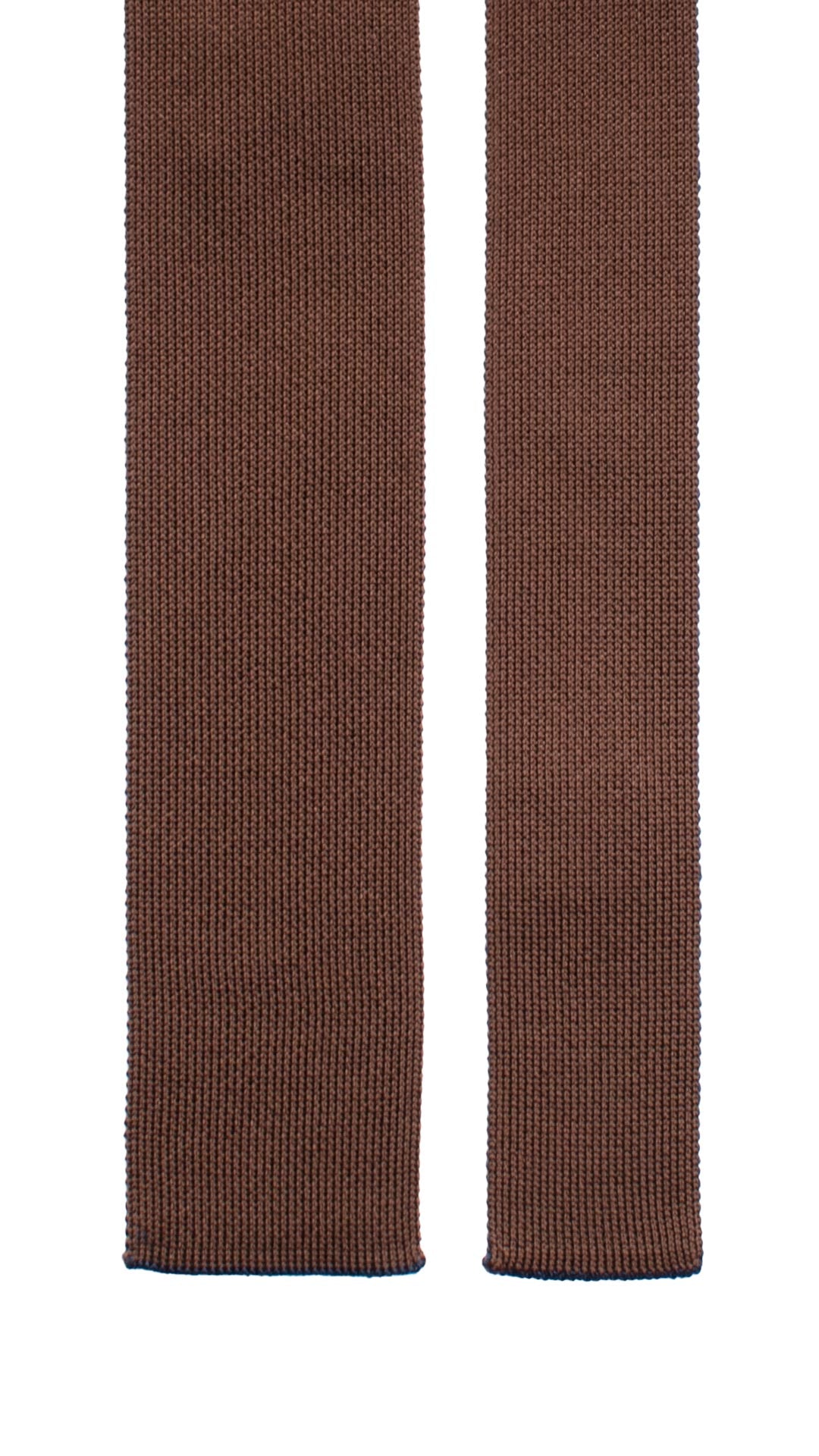 Cravatta Tricot in Maglia di Seta Marrone Interno Blu Tinta Unita TRI947 Graffeo Cravatte Made in Italy Pala
