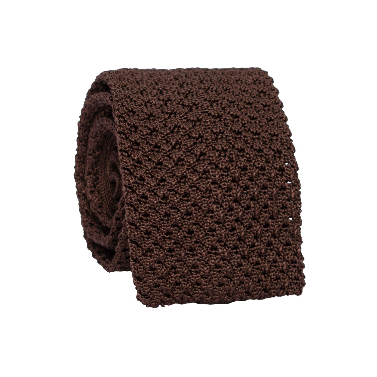 Cravatta Tricot in Maglia di Seta Marrone Tinta Unita TRI950 Graffeo Cravatte Made in Italy Rotolo