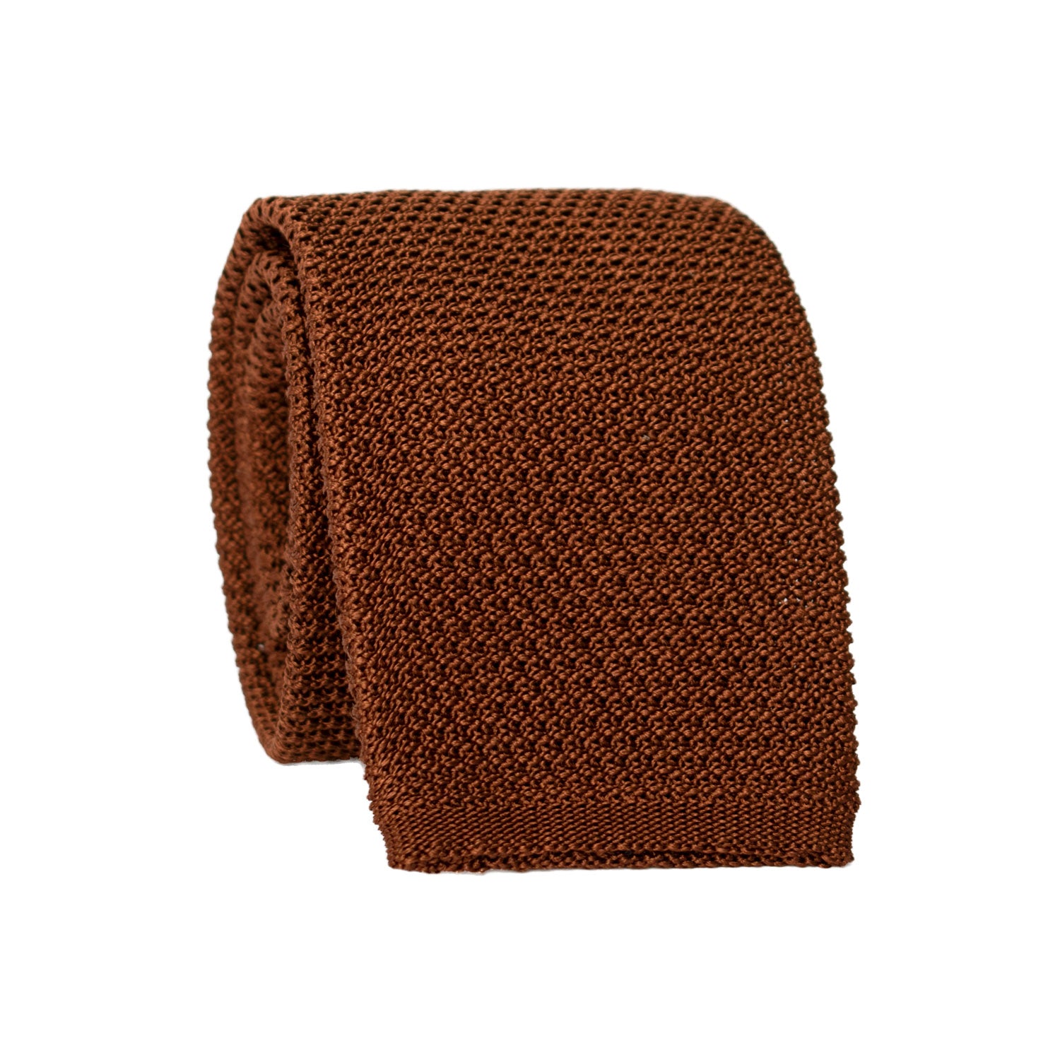 Cravatta Tricot in Maglia di Seta Marrone Tinta Unita TRI688 Graffeo Cravatte Made in Italy Rotolo