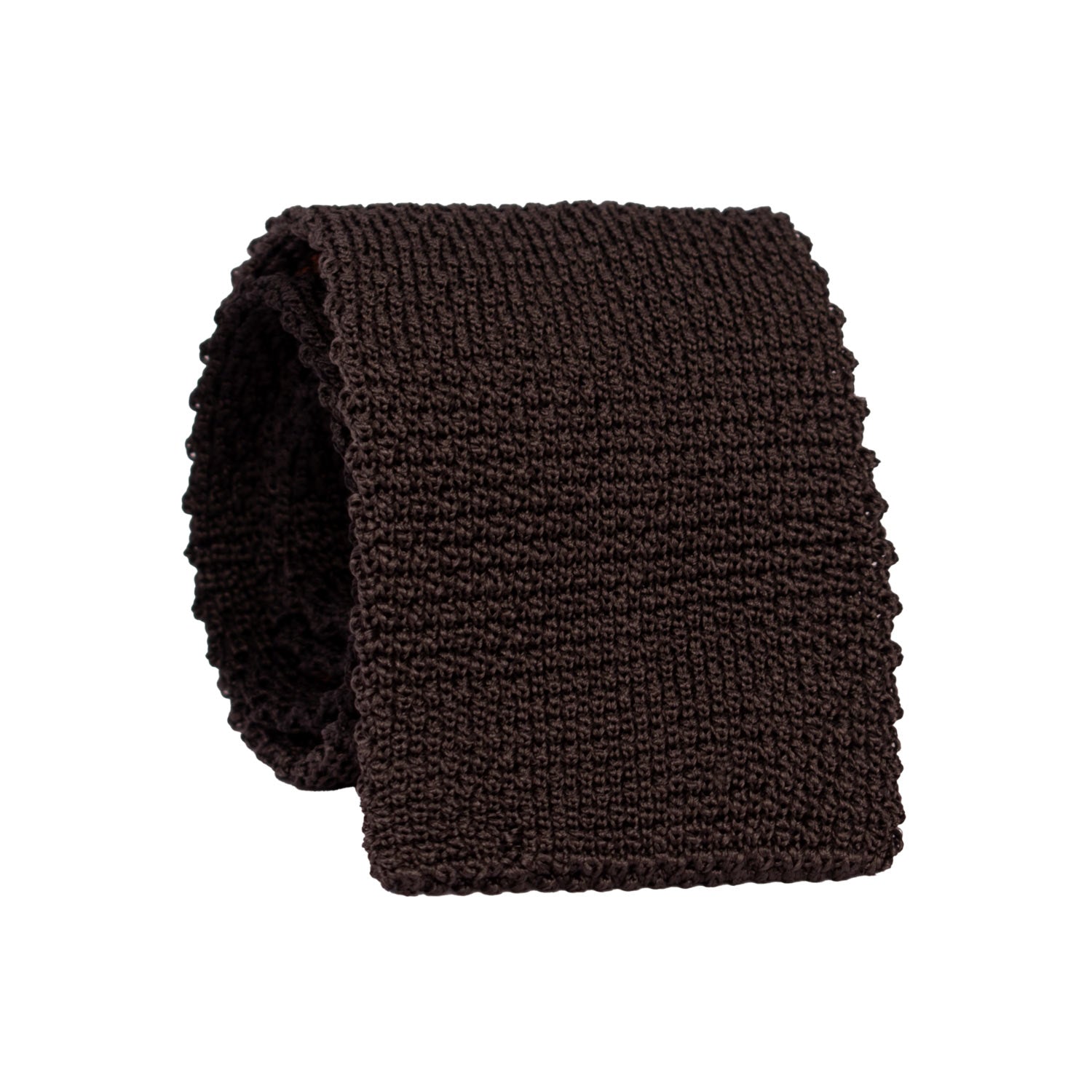 Cravatta Tricot in Maglia di Seta Nera Grigia Pala Piccola in Contrasto Marrone TRI843 Graffeo Cravatte Made in Italy Rotolo