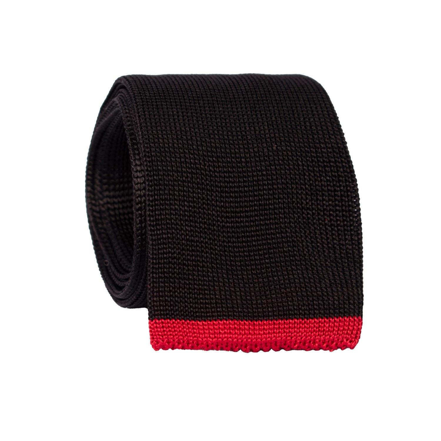 Cravatta Tricot in Maglia di Seta Nera Rossa Tinta Unita TRI765 Graffeo Cravatte Made in Italy Rotolo