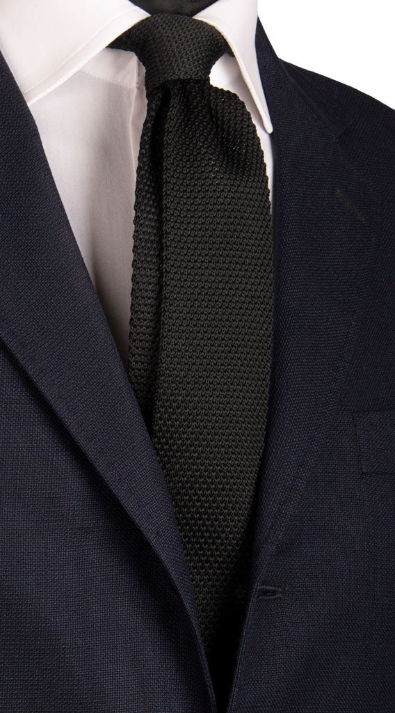 Cravatta Tricot in Maglia di Seta Nera Made in Italy Graffeo Cravatte