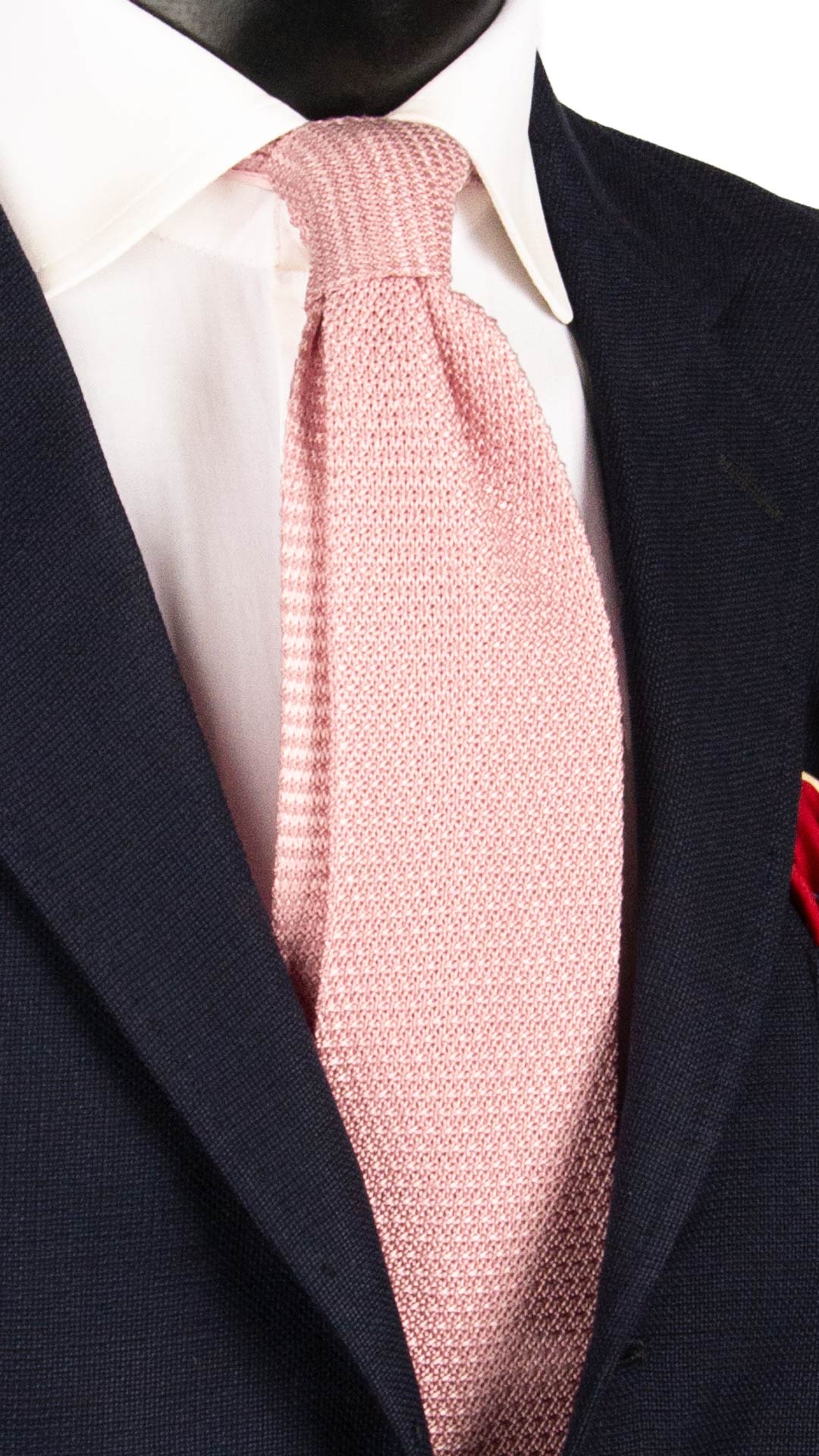 Cravatta Tricot in Maglia di Seta Rosa Cipria Tinta Unita TRI633 Graffeo Cravatte Made in Italy 