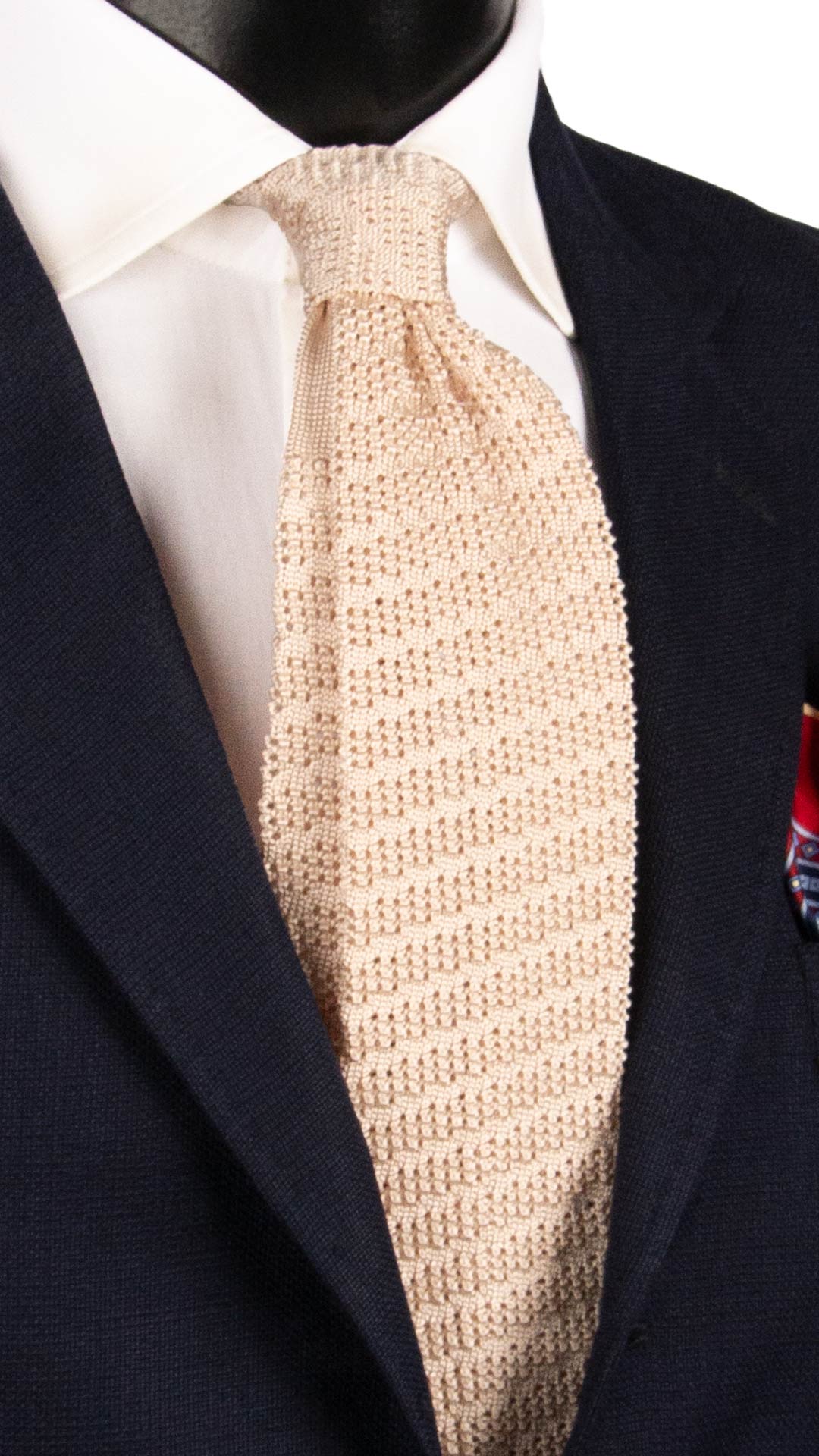 Cravatta Tricot in Maglia di Seta Rosa Cipria Tinta Unita TRI697 Graffeo Cravatte Made in Italy