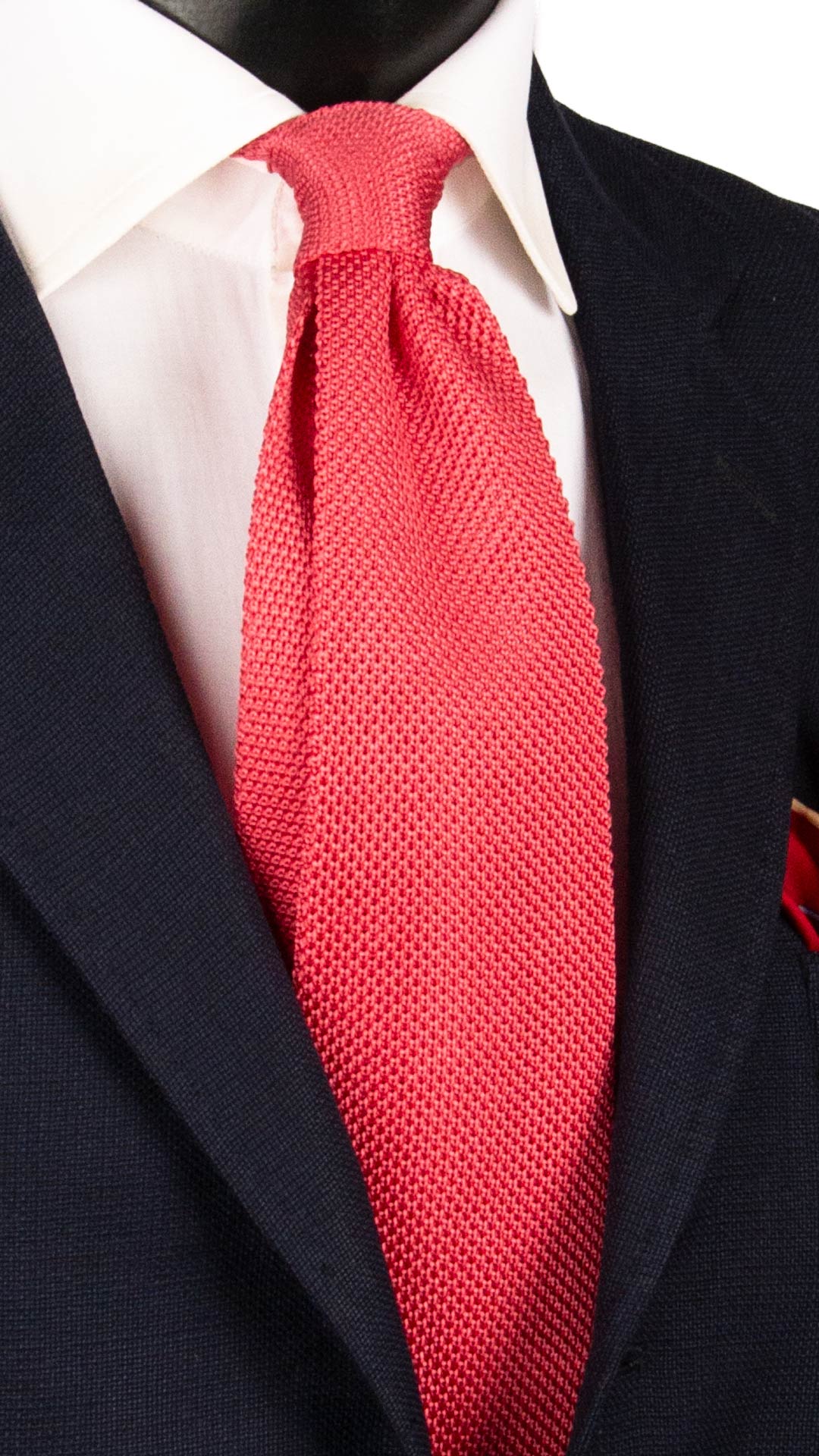 Cravatta Tricot in Maglia di Seta Rosa Scuro Tinta Unita TRI644 Graffeo Cravatte Made in Italy