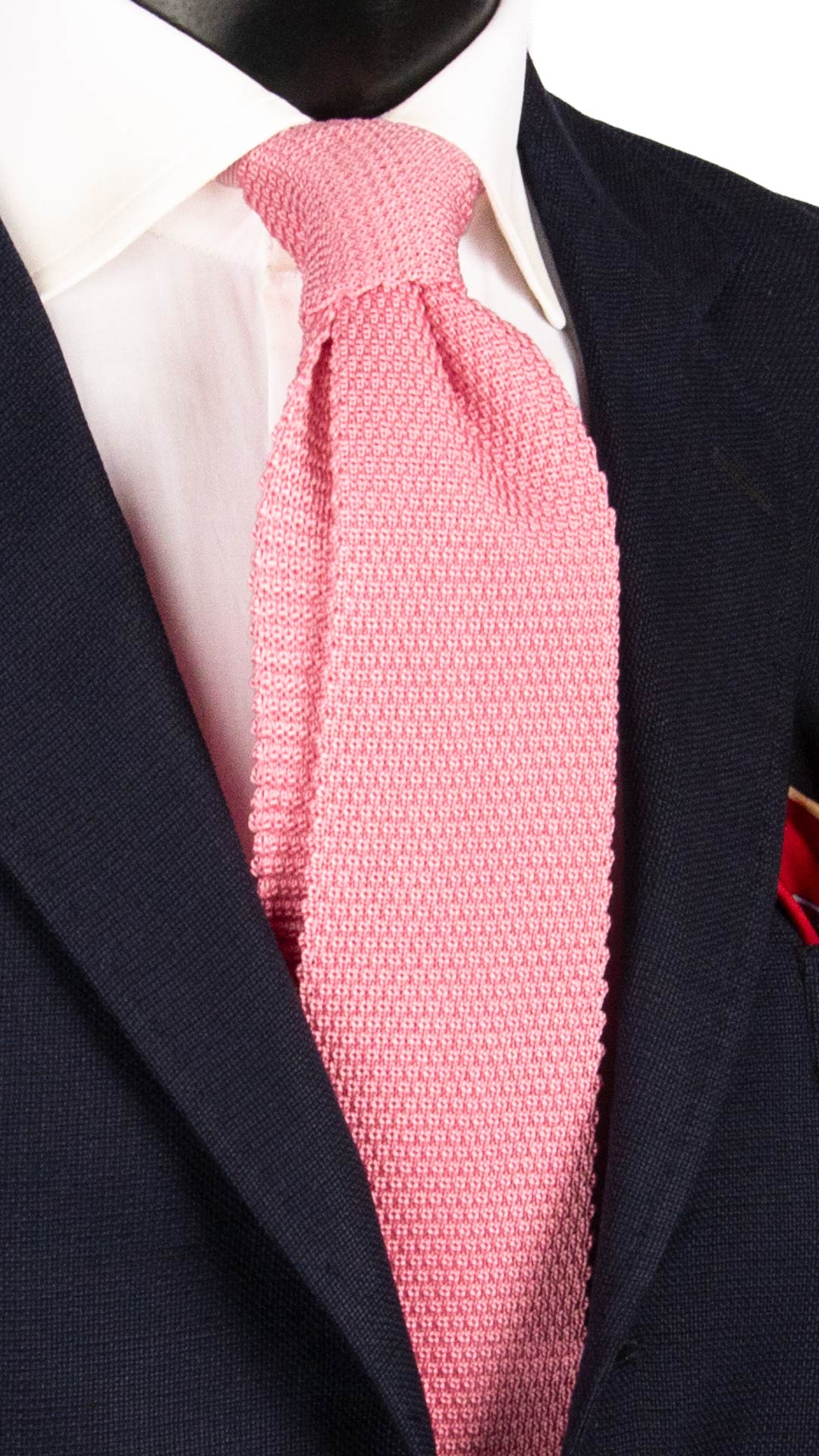 Cravatta Tricot in Maglia di Seta Rosa Tinta Unita TRI642 Graffeo Cravatte Made in Italy