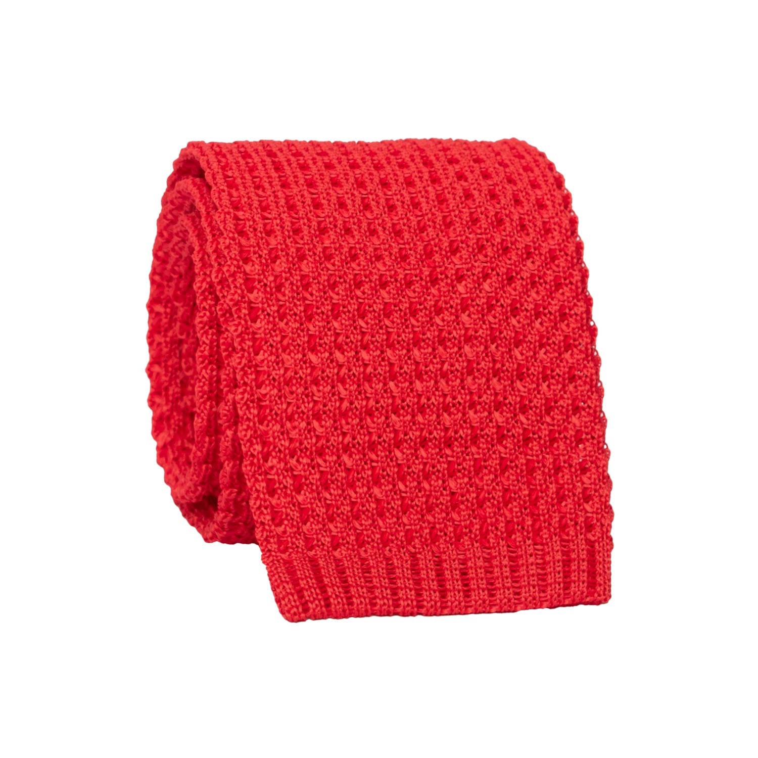 Cravatta Tricot in Maglia di Seta Rossa Tinta Unita TRI940 Graffeo Cravatte Made in Italy Rotolo