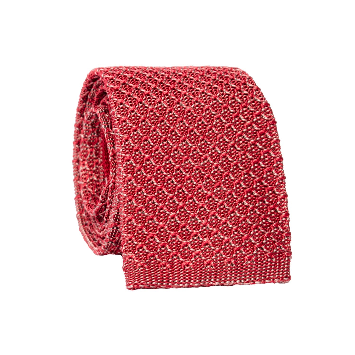 Cravatta Tricot in Maglia di Seta Rosso Bordeaux Fantasia Grigia TRI724 Graffeo Cravatte Made in Italy Rotolo
