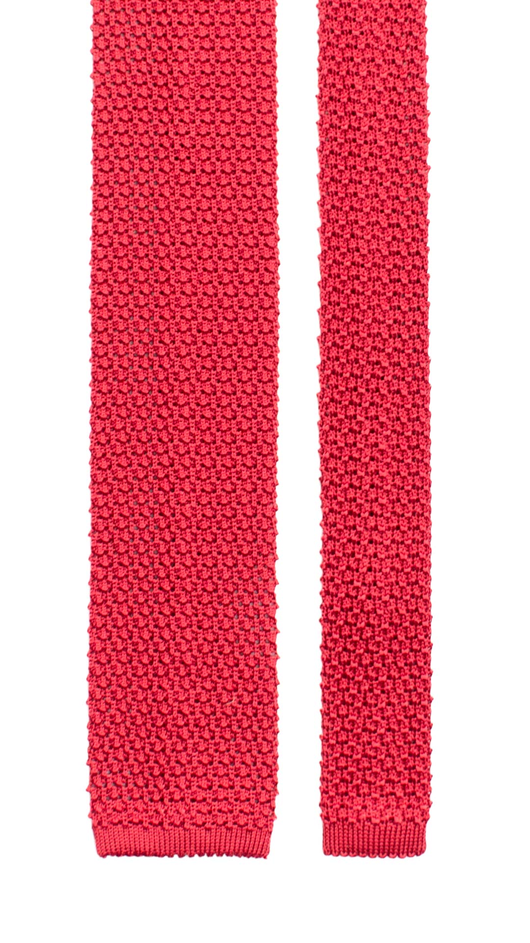 Cravatta Tricot in Maglia di Seta Rosso Corallo Disegno Sottonodo Ancora Bianca TRI650 Graffeo Cravatte Made in Italy Pala