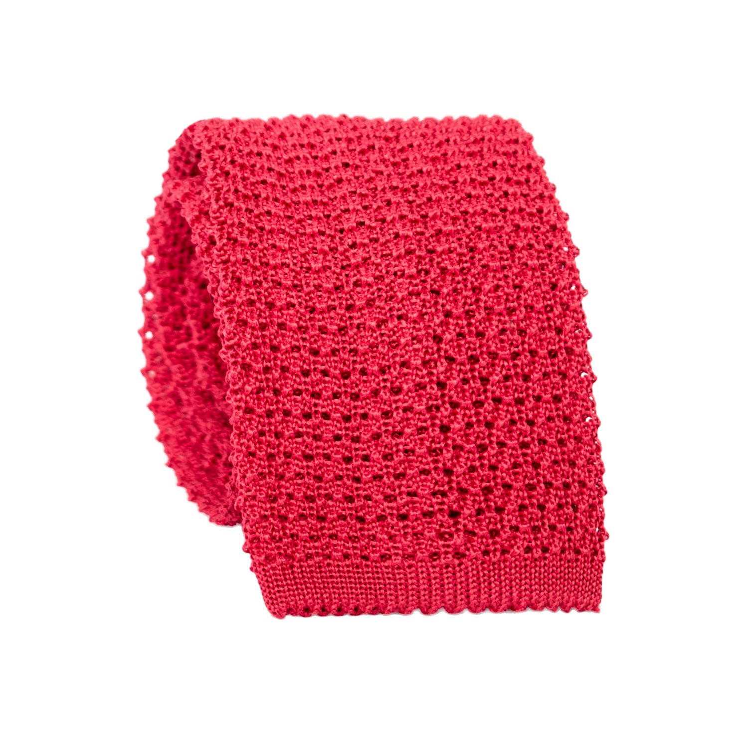 Cravatta Tricot in Maglia di Seta Rosso Corallo Disegno Sottonodo Ancora Bianca TRI650 Graffeo Cravatte Made in Italy Rotolo
