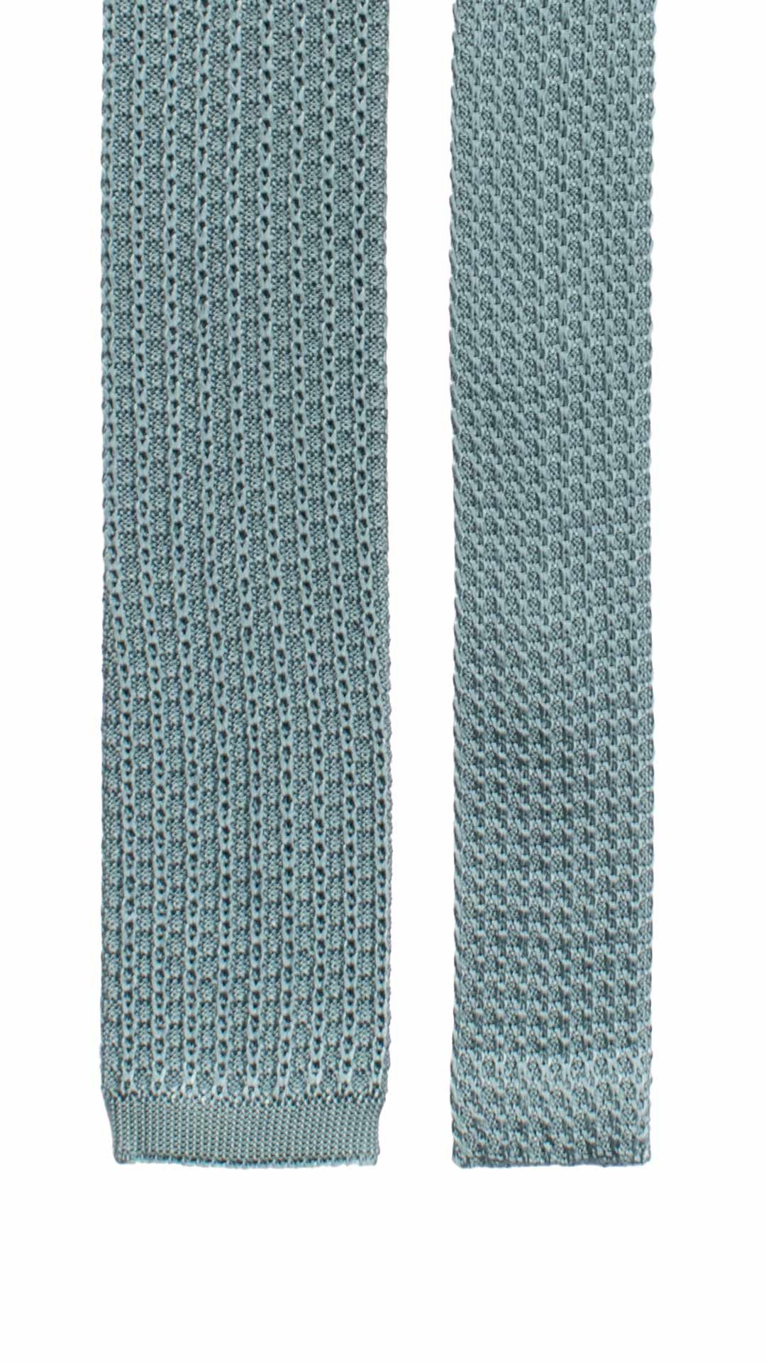 Cravatta Tricot in Maglia di Seta Turchese Fantasia Tono su Tono TRI818 Graffeo Cravatte Made in Italy Pala