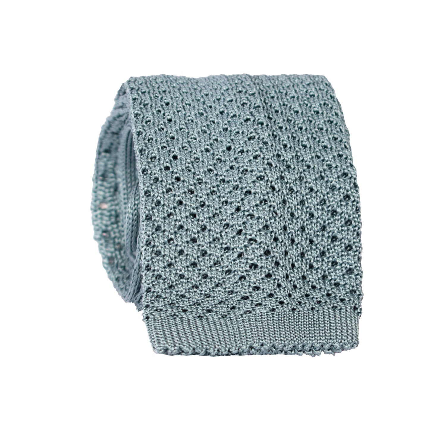 Cravatta Tricot in Maglia di Seta Turchese Tinta Unita TRI809 Graffeo Cravatte Made in Italy Rotolo