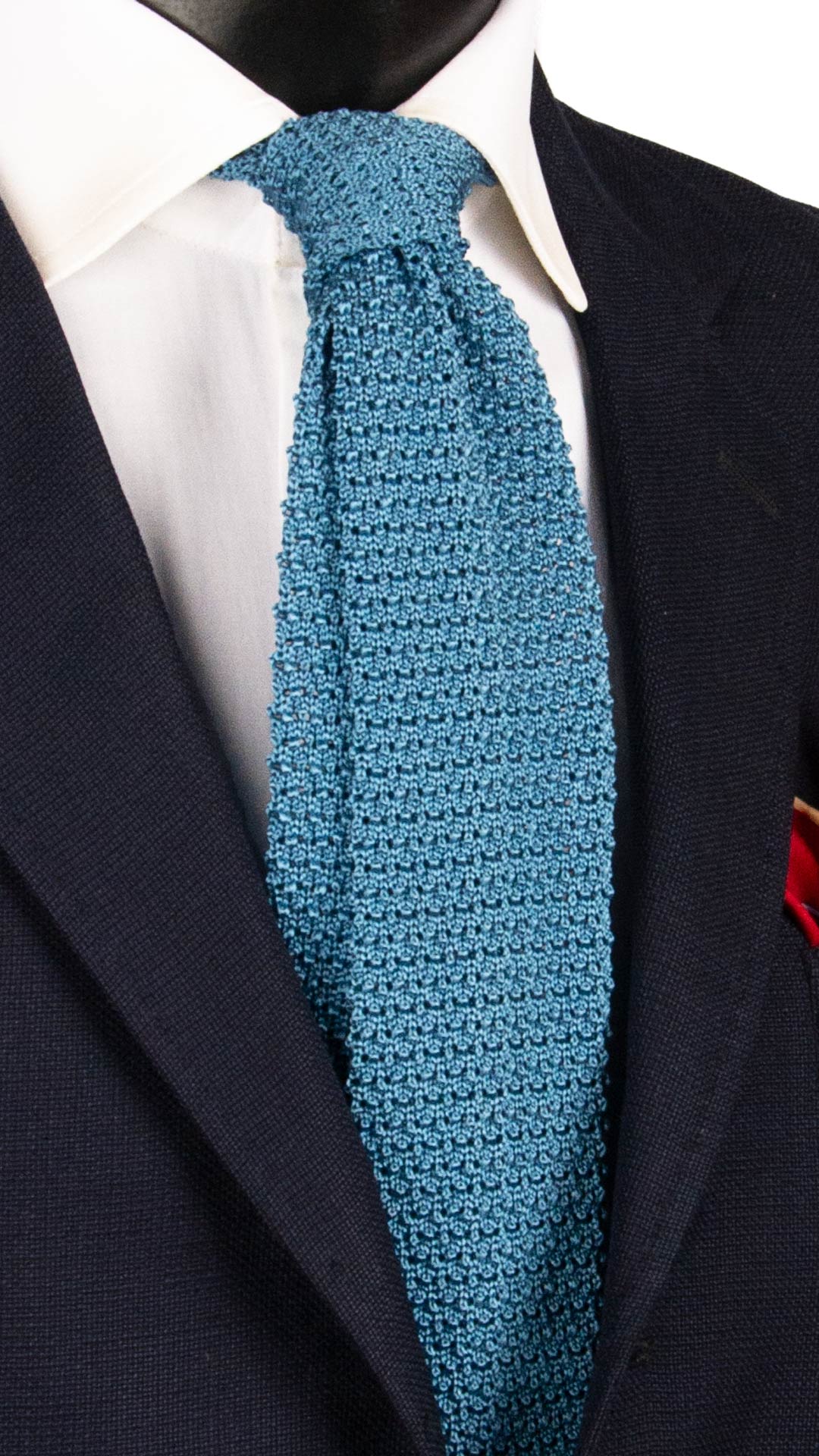 Cravatta Tricot in Maglia di Seta Turchese Tinta Unita TRI646 Graffeo Cravatte Made in Italy 