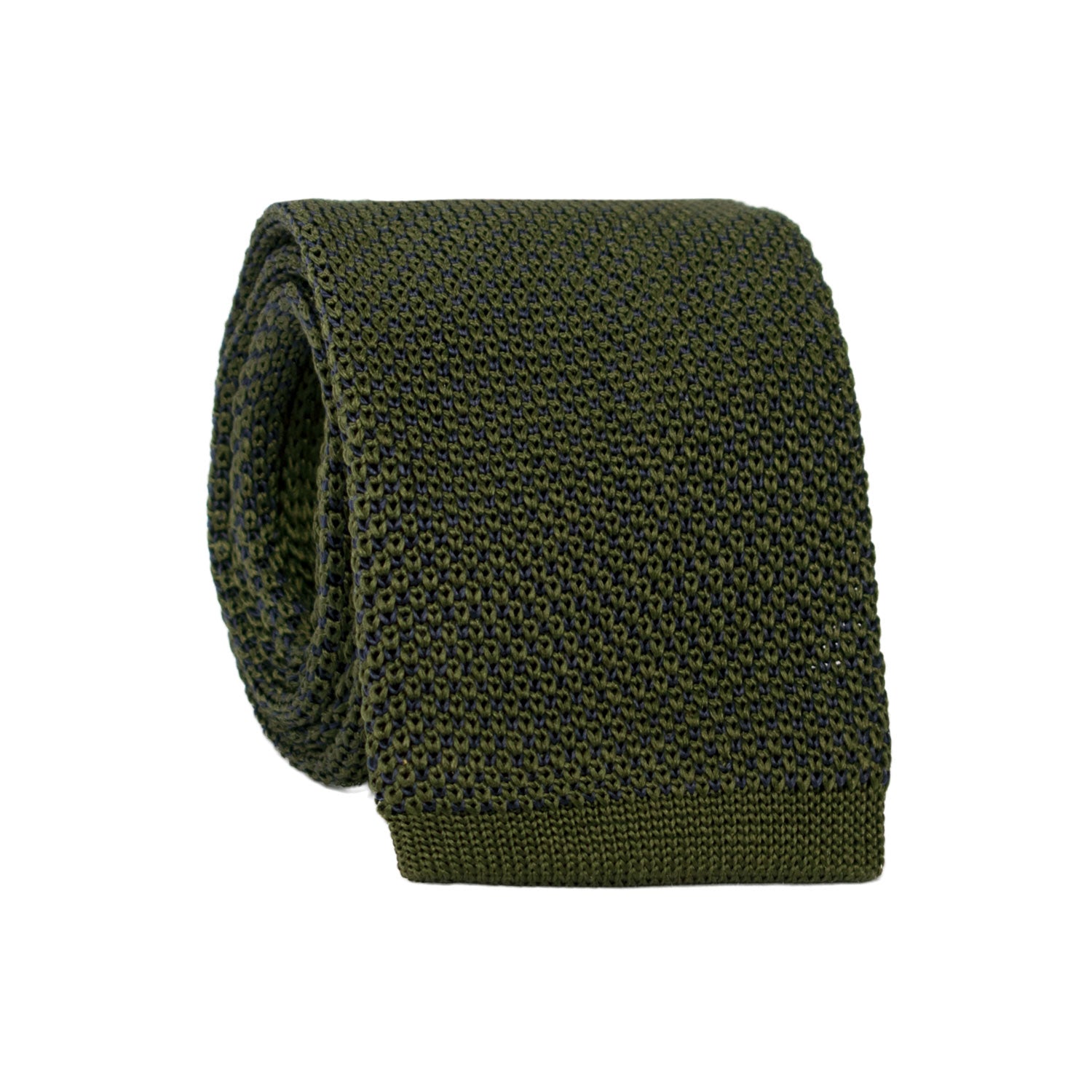 Cravatta Tricot in Maglia di Seta Verde Fantasia Blu TRI672 Graffeo Cravatte Made in Italy Rotolo