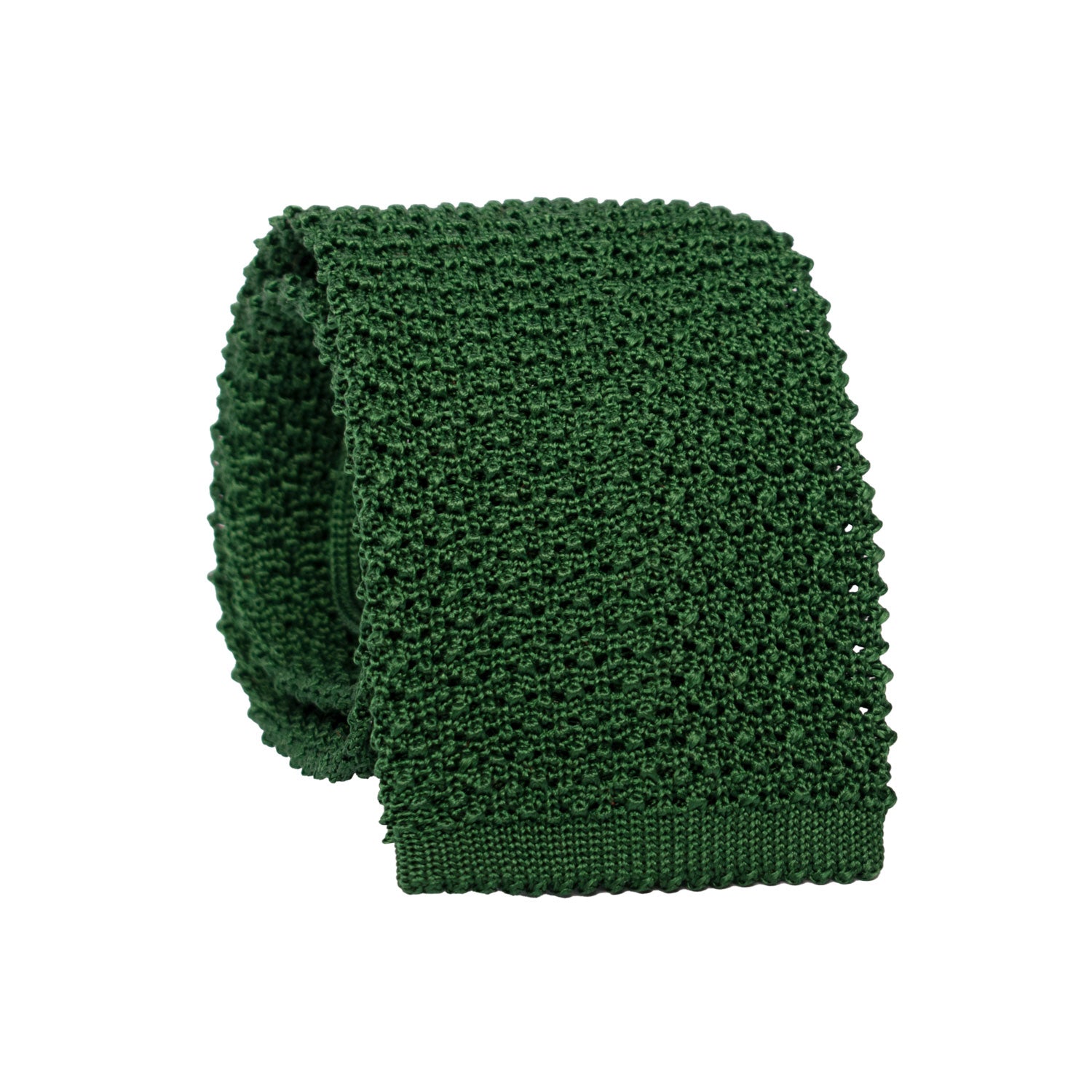 Cravatta Tricot in Maglia di Seta Verde Pino Tinta Unita TRI705 Graffeo Cravatte Made in Italy Rotolo