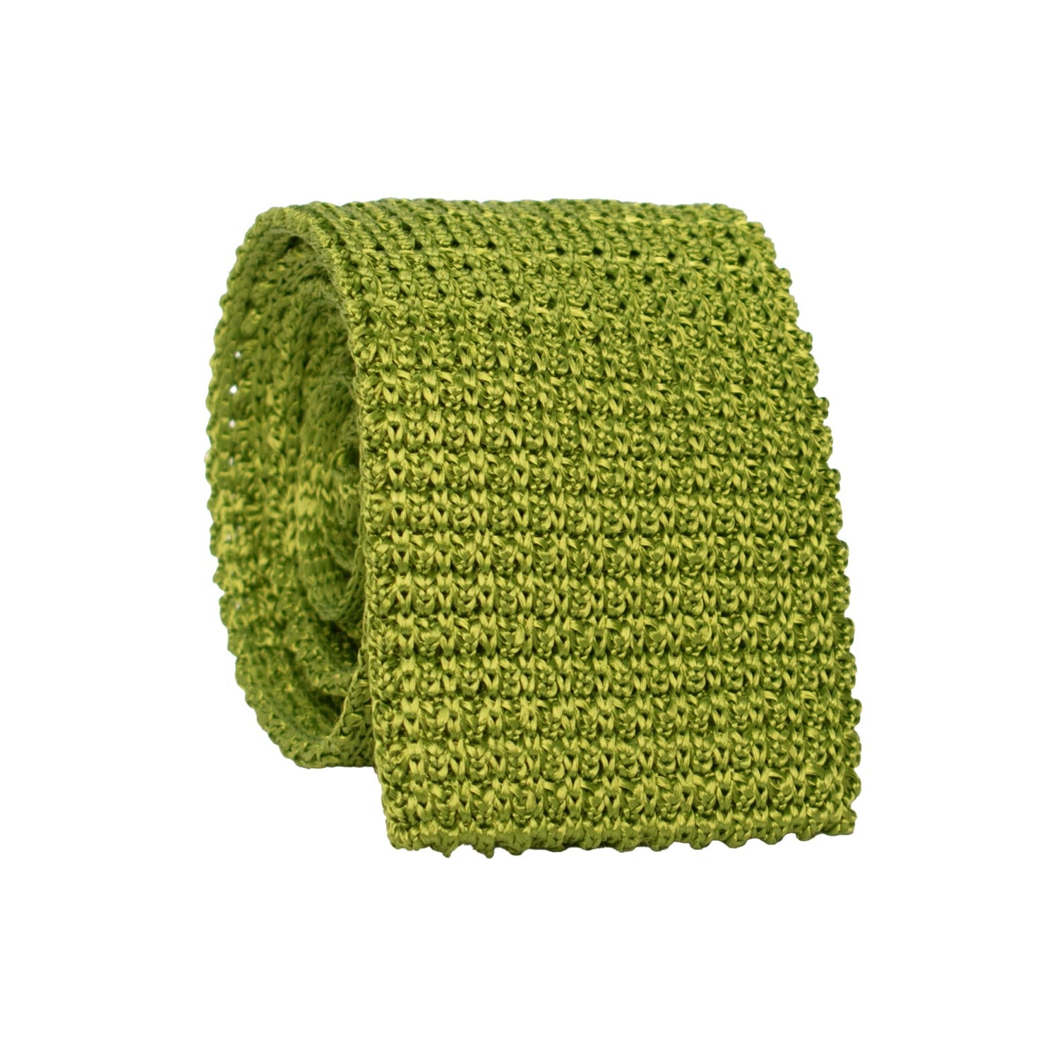 Cravatta Tricot in Maglia di Seta Verde Prato Tinta Unita TRI954 Graffeo Cravatte Made in Italy Rotolo