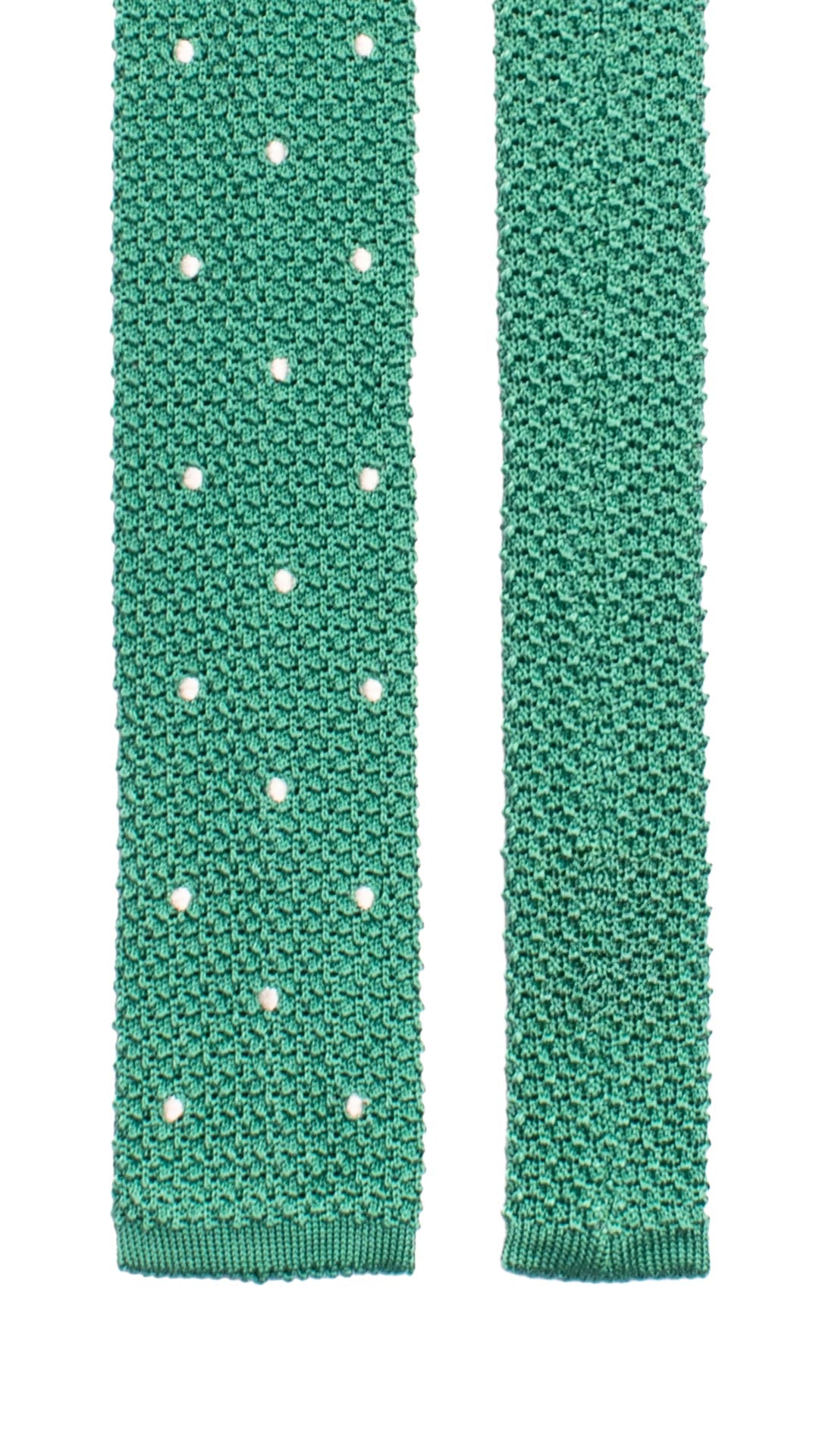 Cravatta Tricot in Maglia di Seta Verde Prato a Pois Bianchi TRI715 Graffeo Cravatte Made in Italy  Pala