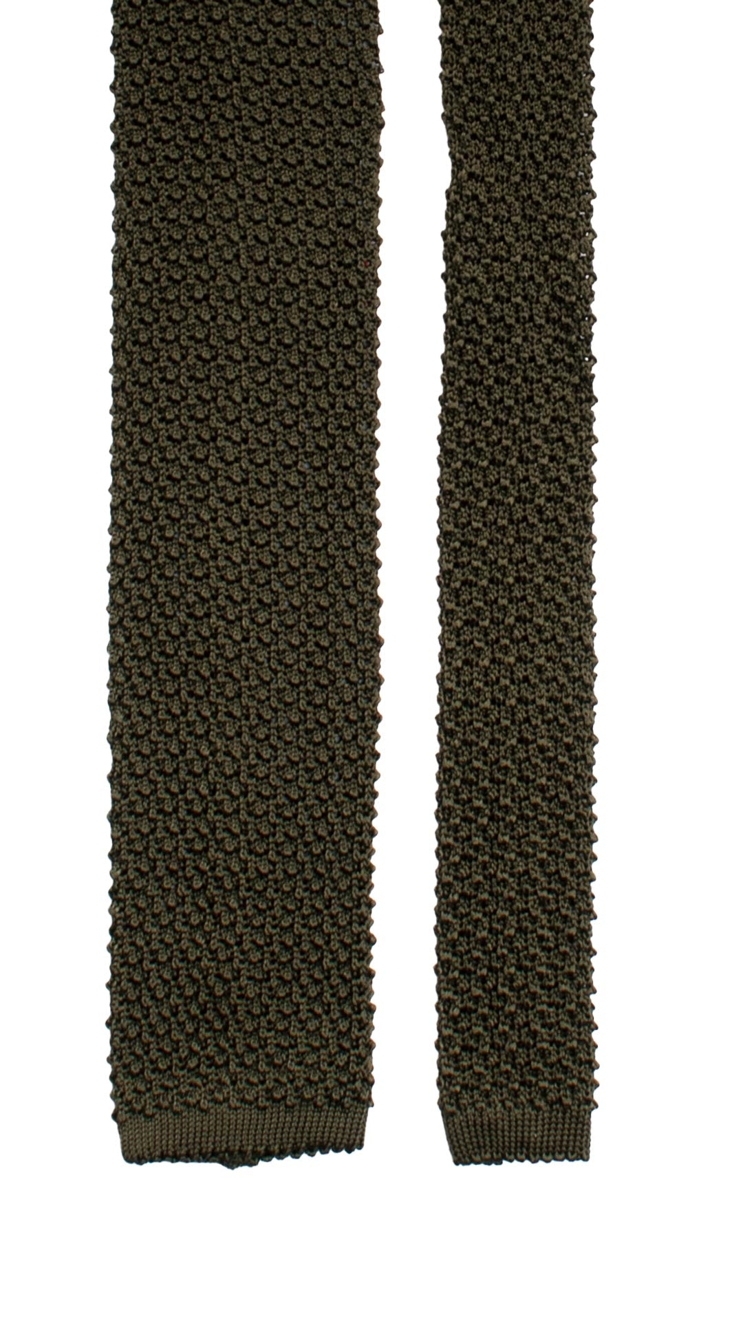 Cravatta Tricot in Maglia di Seta Verde Scuro Tinta Unita TRI901 Graffeo Cravatte Made in Italy Pala