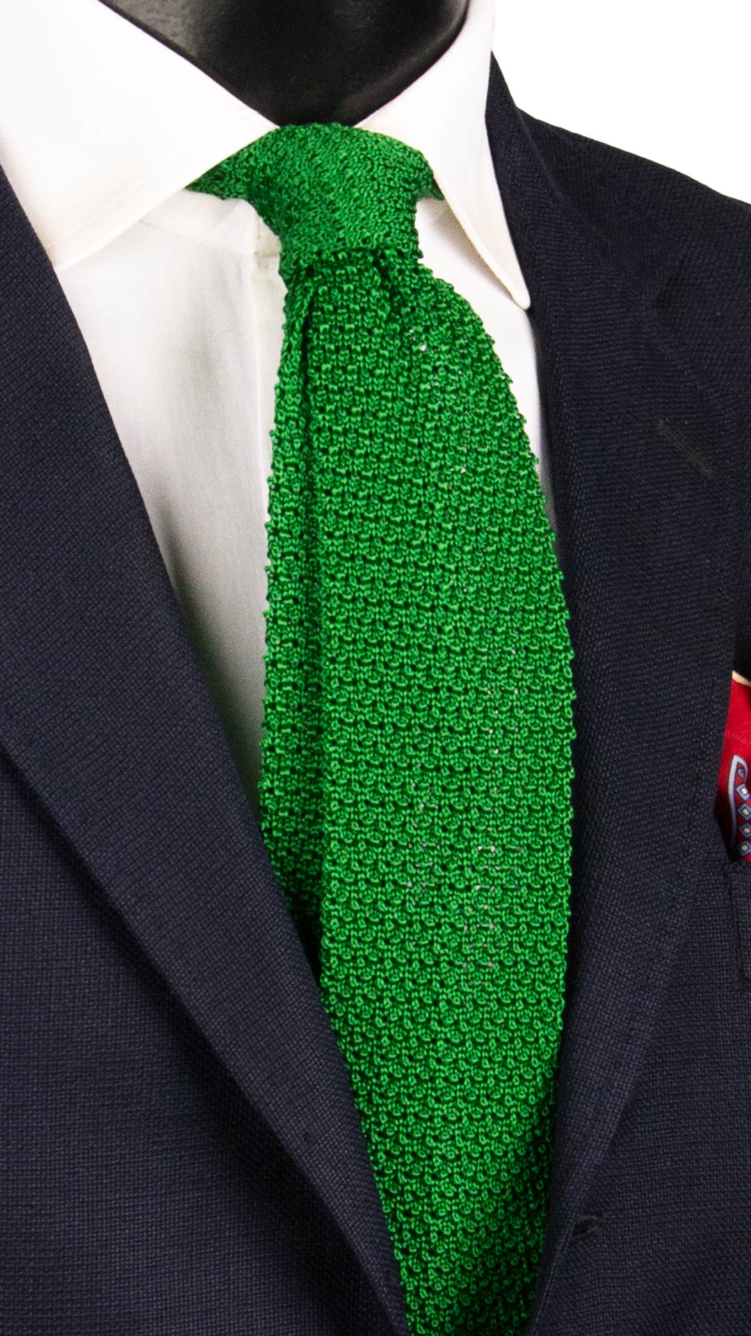 Cravatta Tricot in Maglia di Seta Verde Tinta Unita TRI787 Graffeo Cravatte Made in Italy