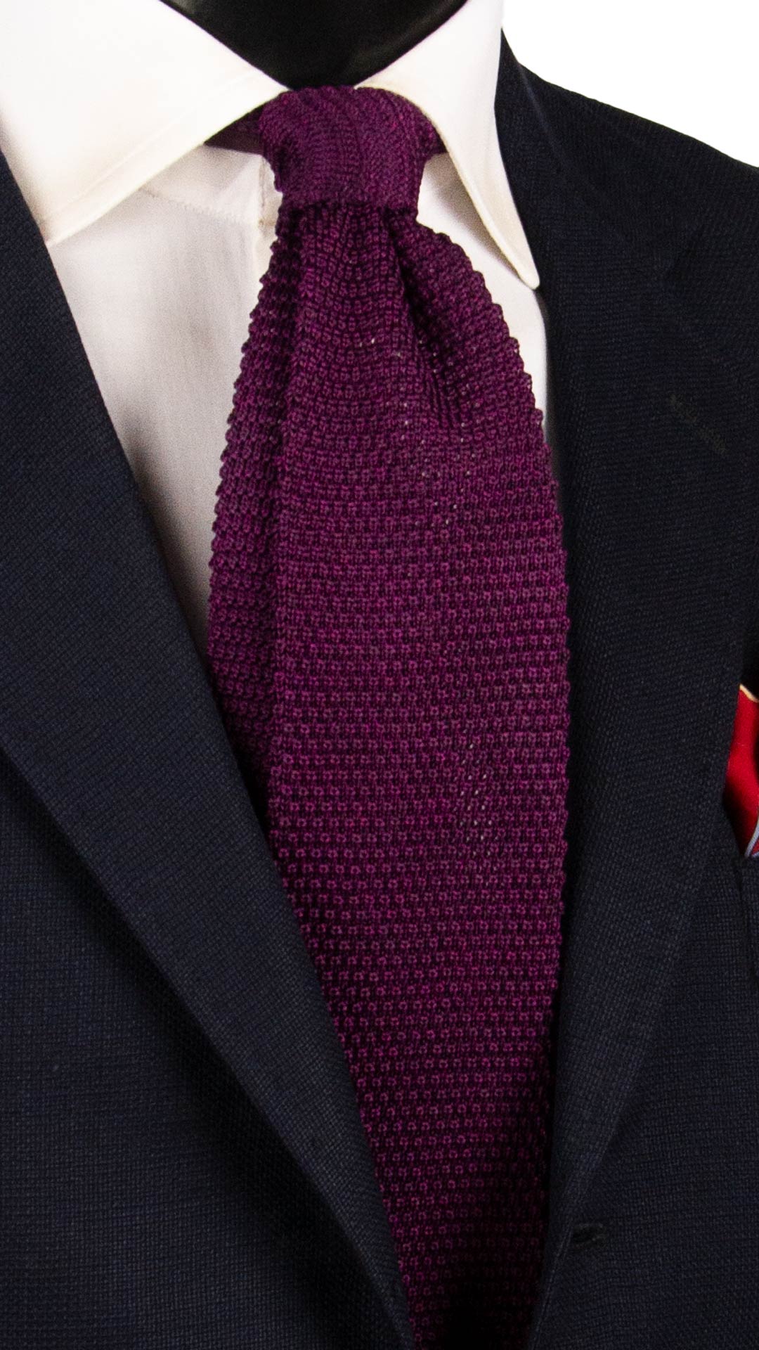 Cravatta Tricot in Maglia di Seta Viola Fucsia Tinta Unita TRI946 Graffeo Cravatte Made in Italy