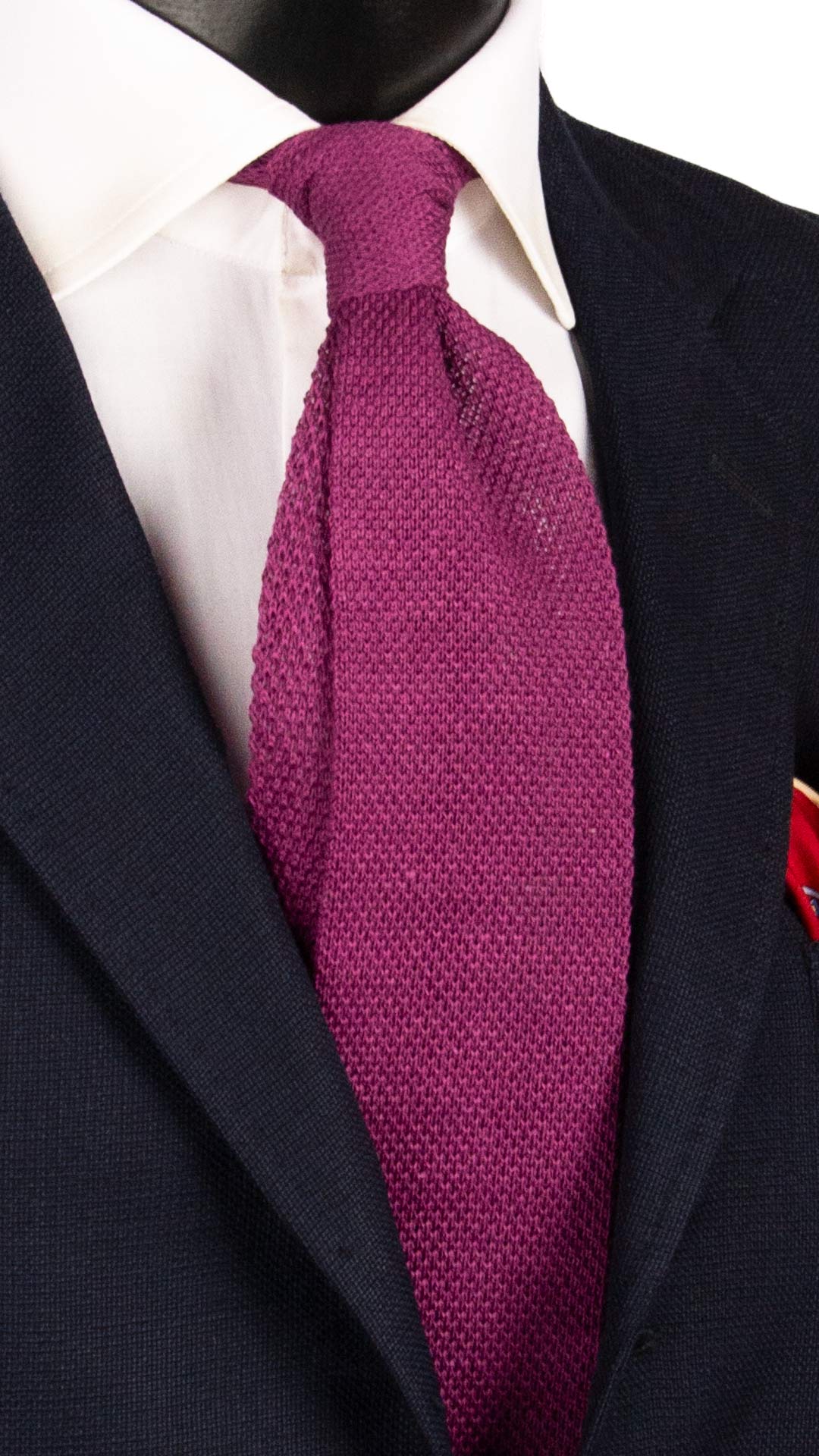 Cravatta Tricot in Maglia di Seta Viola Tinta Unita TRI668 Graffeo Cravatte Made in Italy