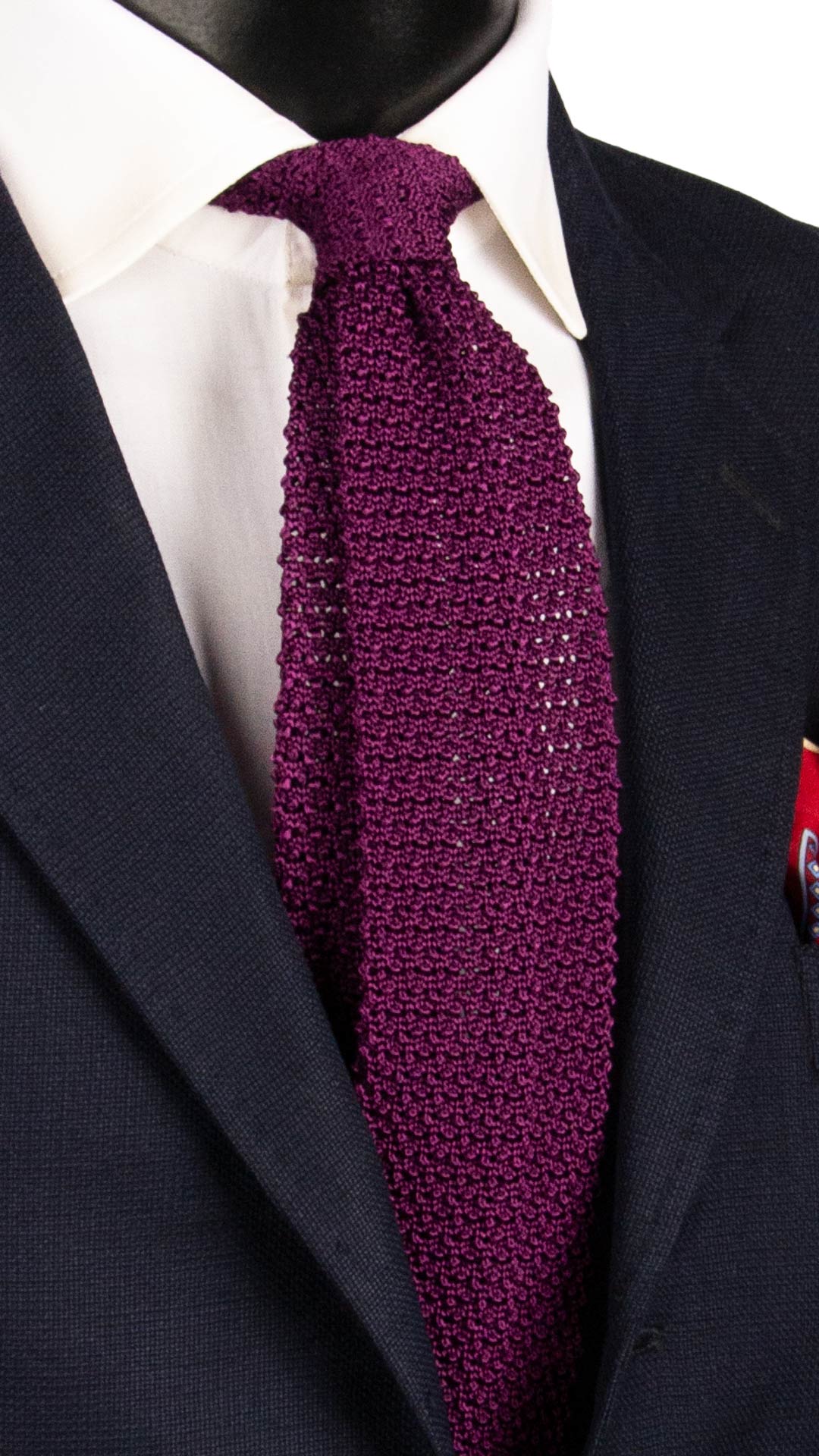 Cravatta Tricot in Maglia di Seta Viola Tinta Unita TRI789 Graffeo Cravatte Made in Italy