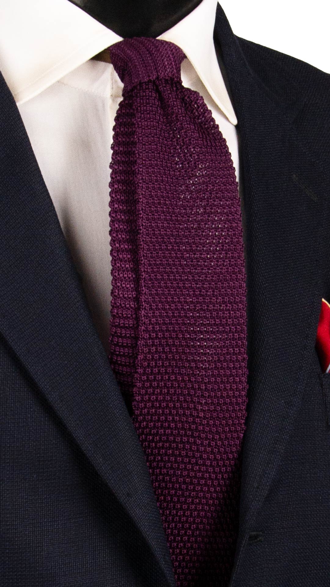 Cravatta Tricot in Maglia di Seta Viola Tinta Unita TRI957 Graffeo Cravatte Made in Italy