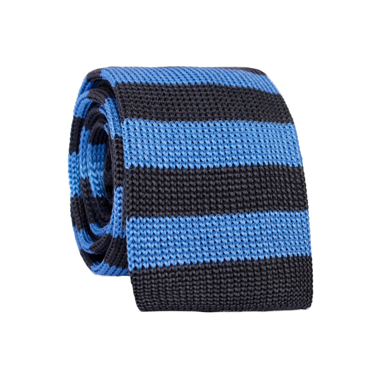 Cravatta Tricot in Maglia di Seta con Righe Bluette Blu TRI663 Graffeo Cravatte Made in Italy Rotolo