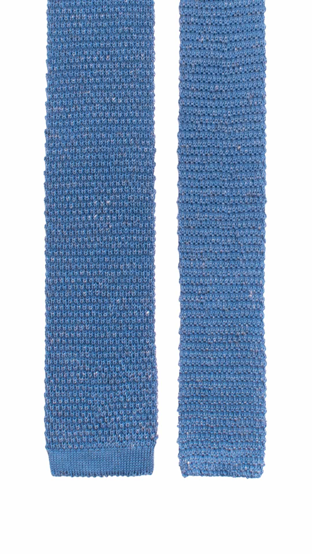 Cravatta Tricot in Maglia in Cotone Lino Bluette Grigio Tinta Unita TRI816 Graffeo Cravatte Made in Italy Pala