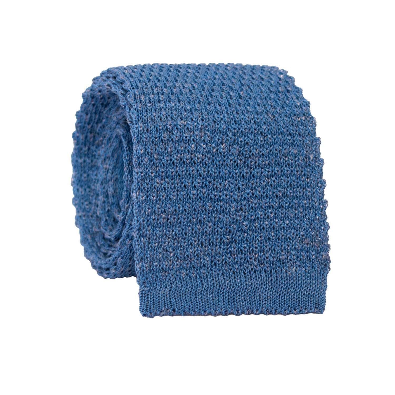 Cravatta Tricot in Maglia in Cotone Lino Bluette Grigio Tinta Unita TRI816 Graffeo Cravatte Made in Italy Rotolo