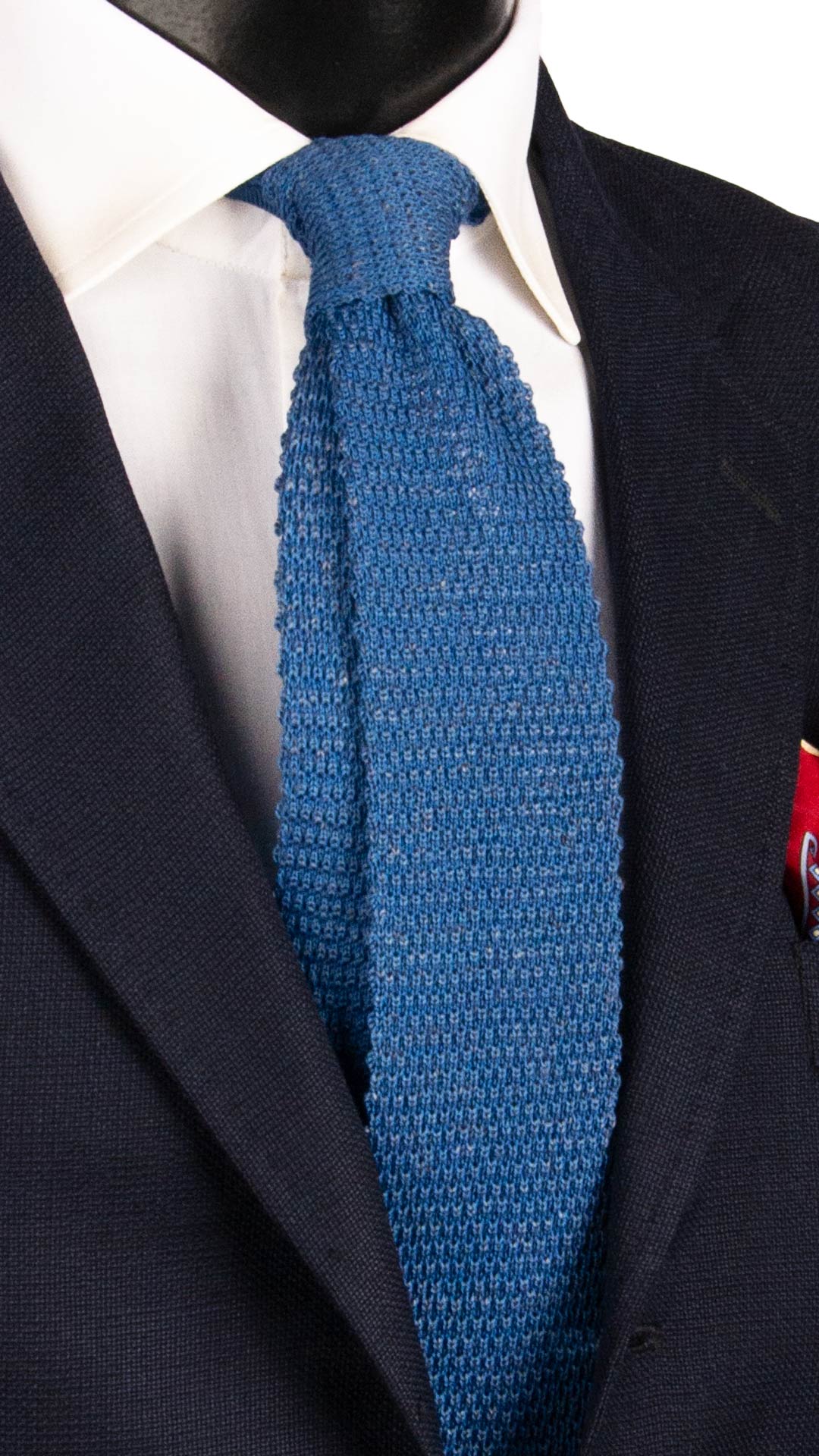 Cravatta Tricot in Maglia in Cotone Lino Bluette Grigio Tinta Unita TRI816 Graffeo Cravatte Made in Italy