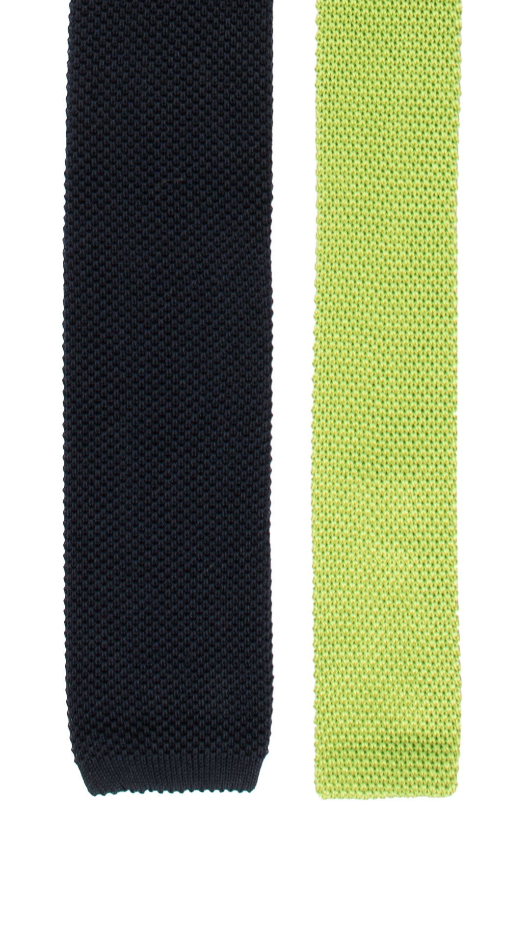 Cravatta Tricot in Maglia in Cotone Seta Blu Notte Verde Pala Piccola in Contrasto Verde TRI764 Graffeo Cravatte Made in Italy Pala