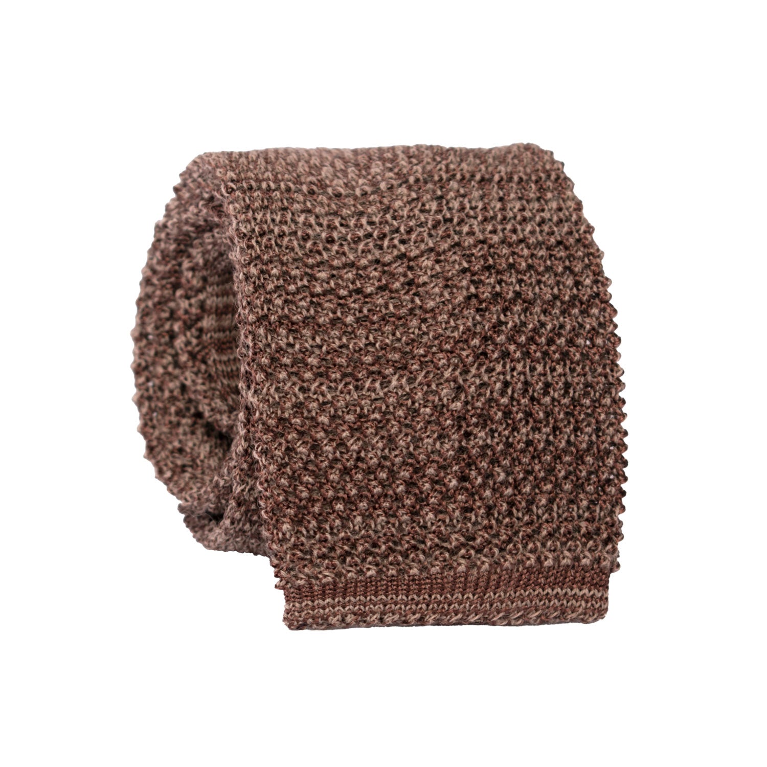 Cravatta Tricot in Maglia in Seta Lana Marrone Grigio Tortora Tinta Unita TRI750 Graffeo Cravatte Made in Italy Rotolo