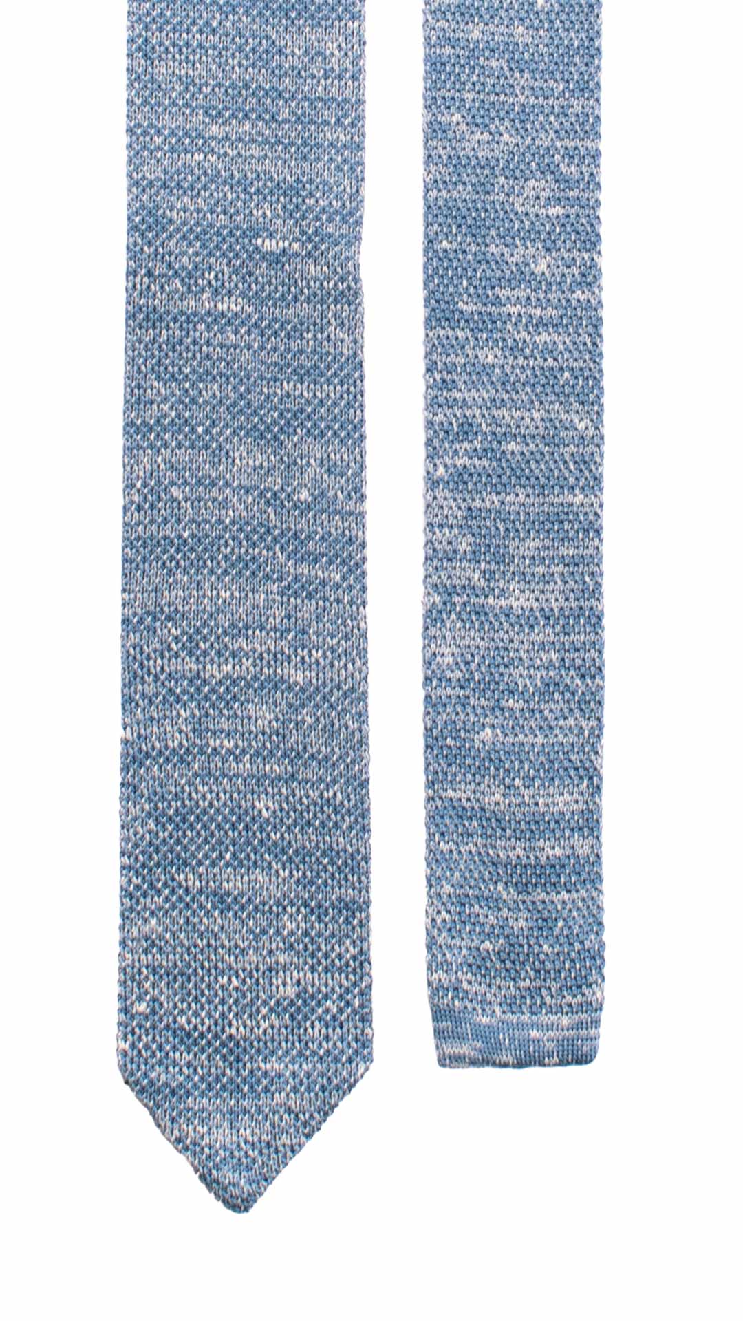 Cravatta Tricot in Maglia in Seta Lino Bluette Bianca Fantasia TRI802 Graffeo Cravatte Made in Italy Pala
