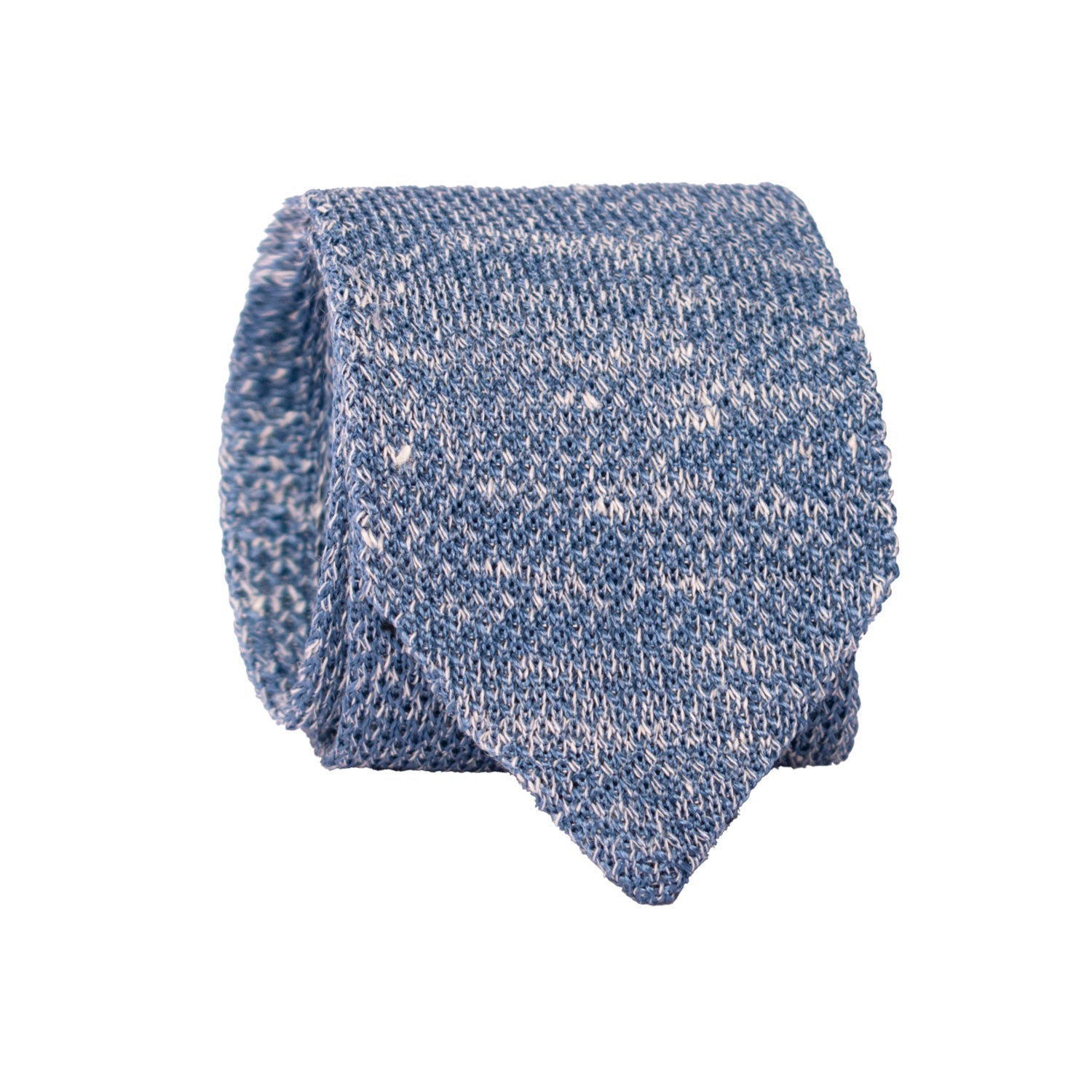 Cravatta Tricot in Maglia in Seta Lino Bluette Bianca Fantasia TRI802 Graffeo Cravatte Made in Italy Rotolo