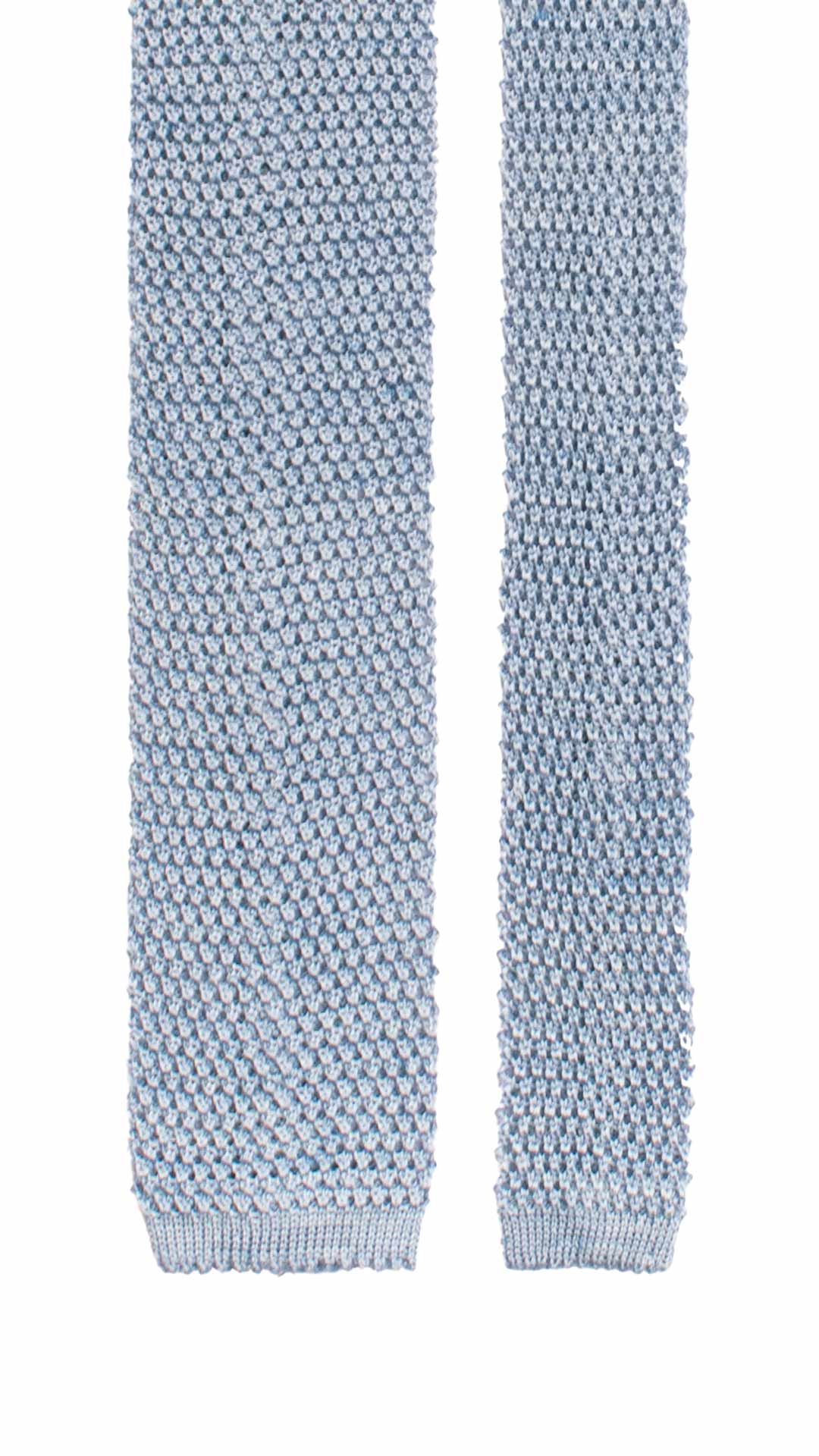 Cravatta Tricot in Maglia in Seta Lino Celeste Tinta Unita TRI822 Graffeo Cravatte Made in Italy Pala