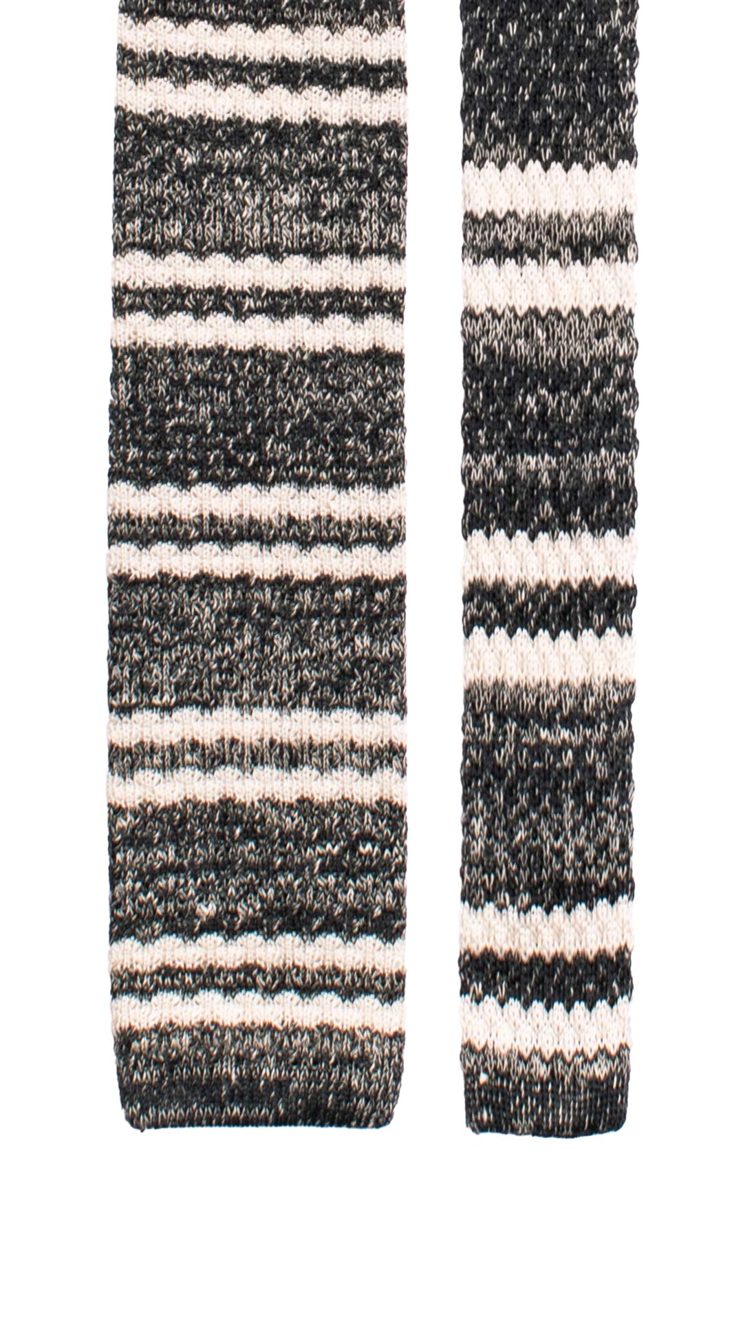 Cravatta Tricot in Maglia in Seta Lino Grigia Blu con Righe Bianche TRI869 Graffeo Cravatte Made in Italy Pala