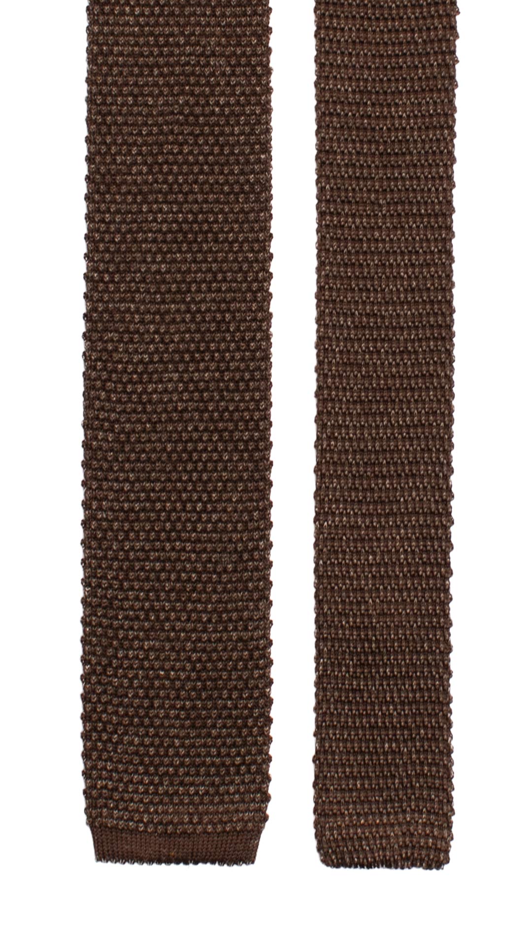 Cravatta Tricot in Maglia in Seta Lino Marrone Grigio Tinta Unita TRI692 Graffeo Cravatte  Made in Italy Pala